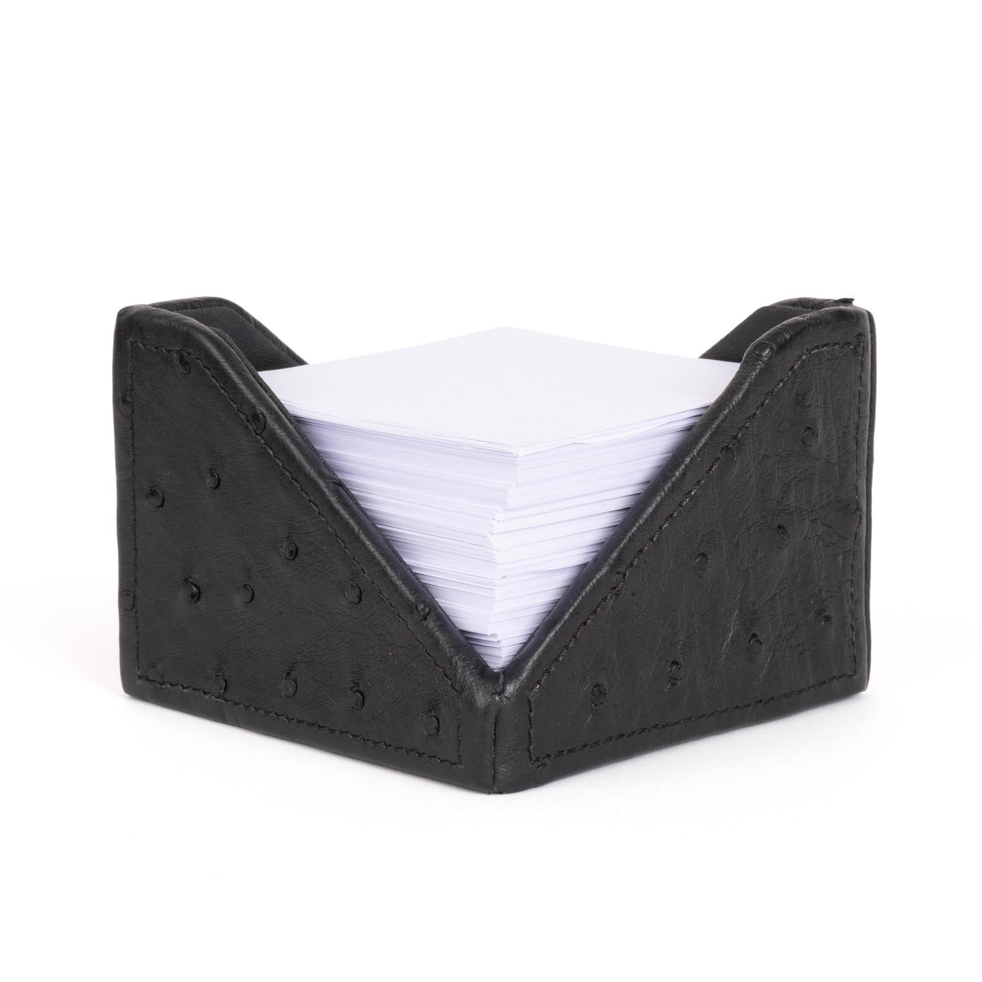 Note Paper Holder - Ostrich Leather - Black