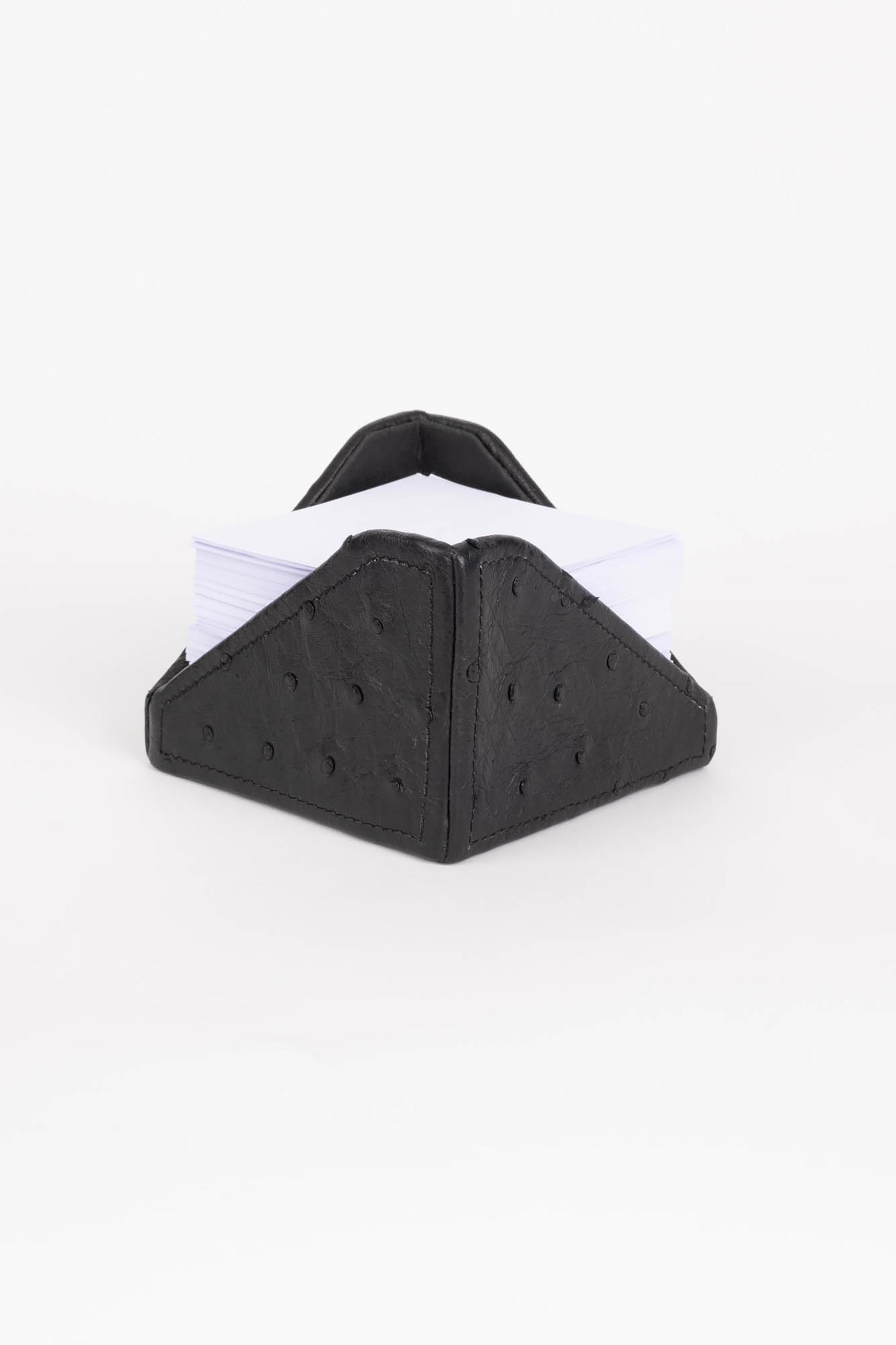 Note Paper Holder - Ostrich Leather - Black