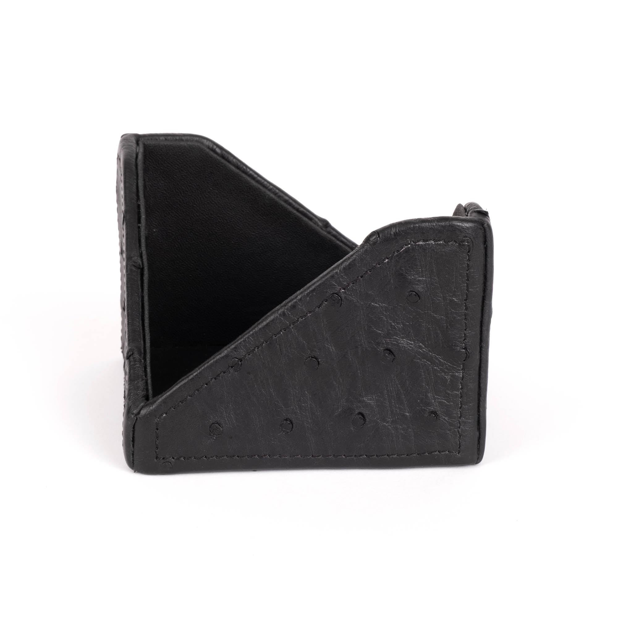 Note Paper Holder - Ostrich Leather - Black