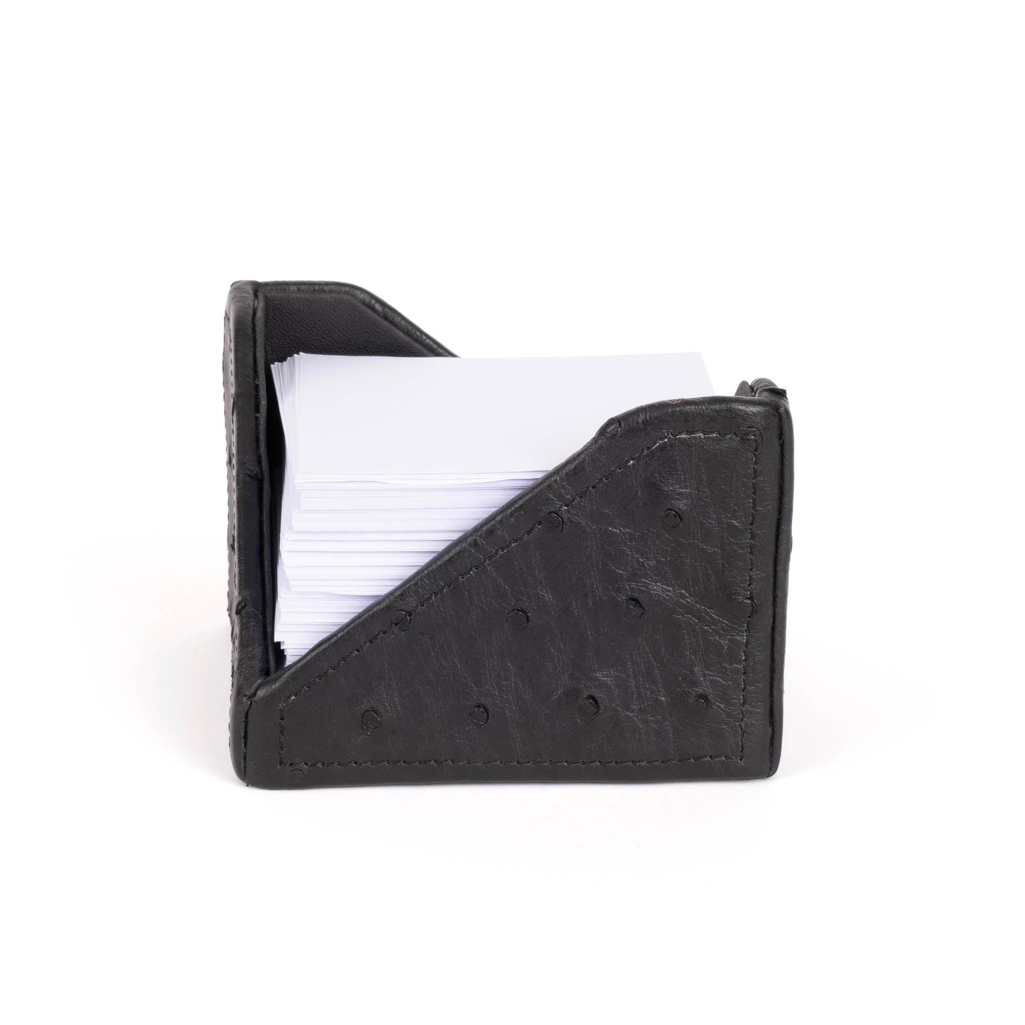 Note Paper Holder - Ostrich Leather - Black