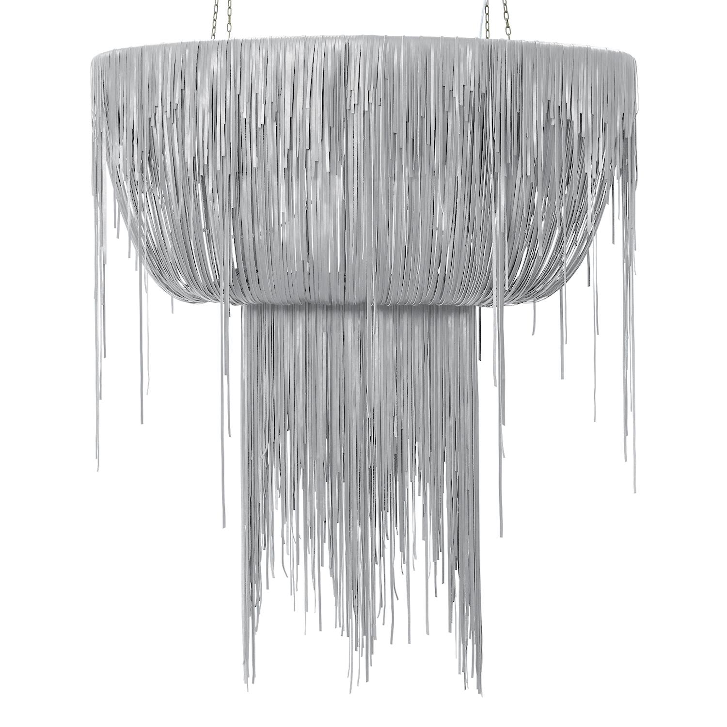 Large Oval Urchin Leather Chandelier in Metallic Leather