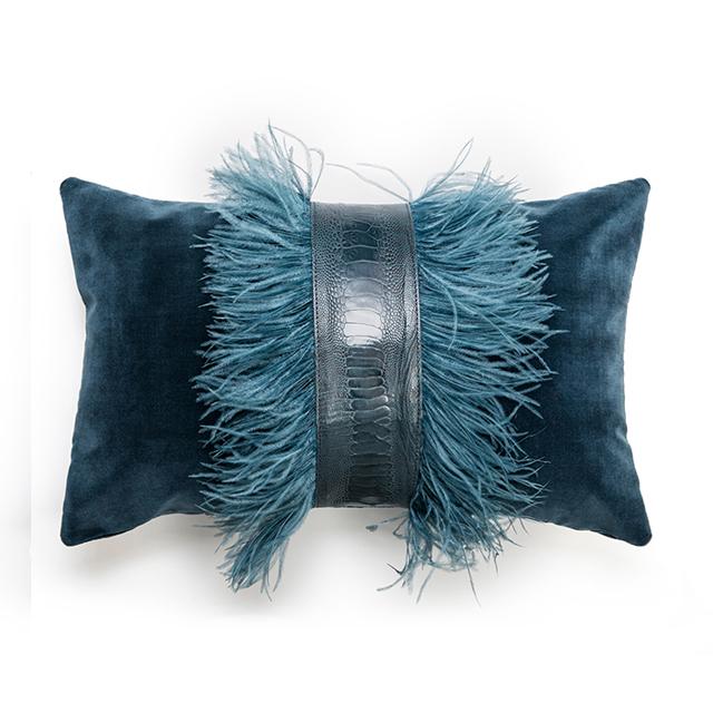 Teal fluffy clearance pillow