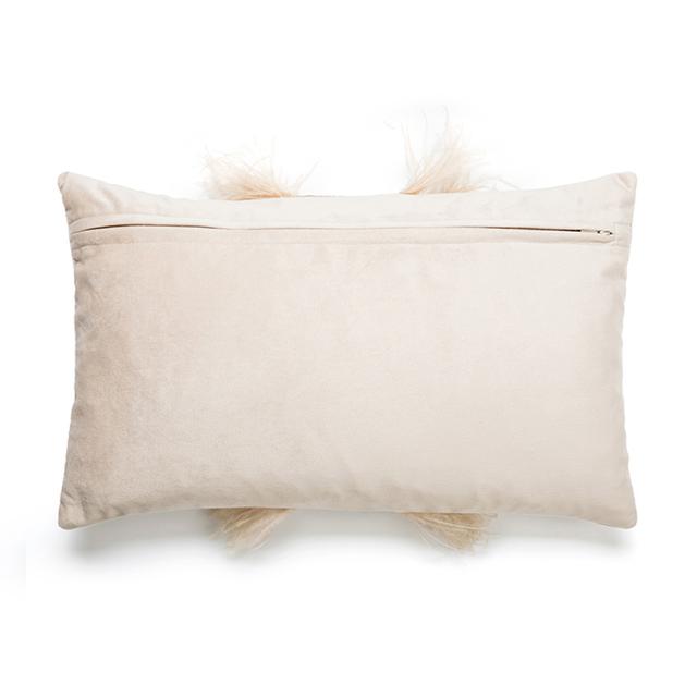 Ostrich Trim Pillow - Wheat / Velvet