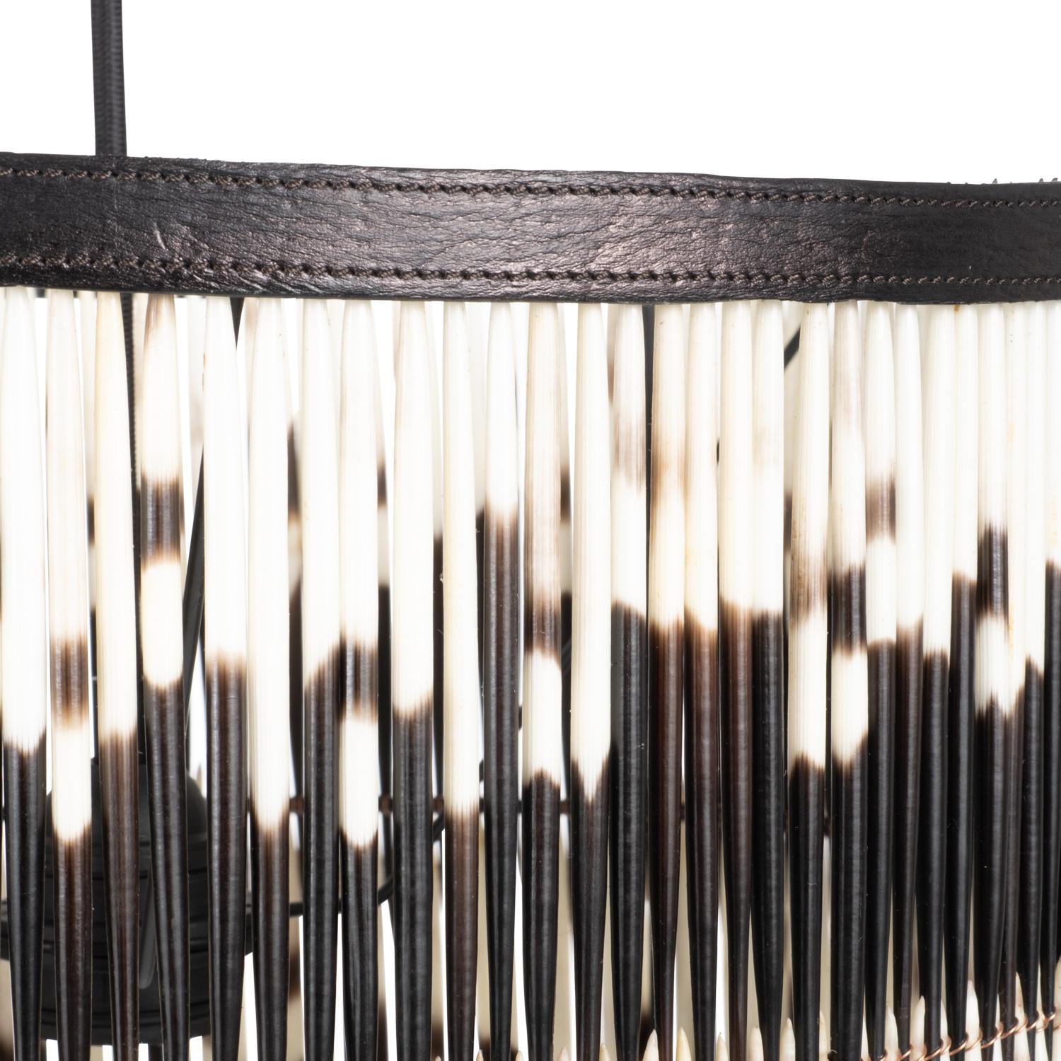 Porcupine Quill Pendant w/ Leather Trim