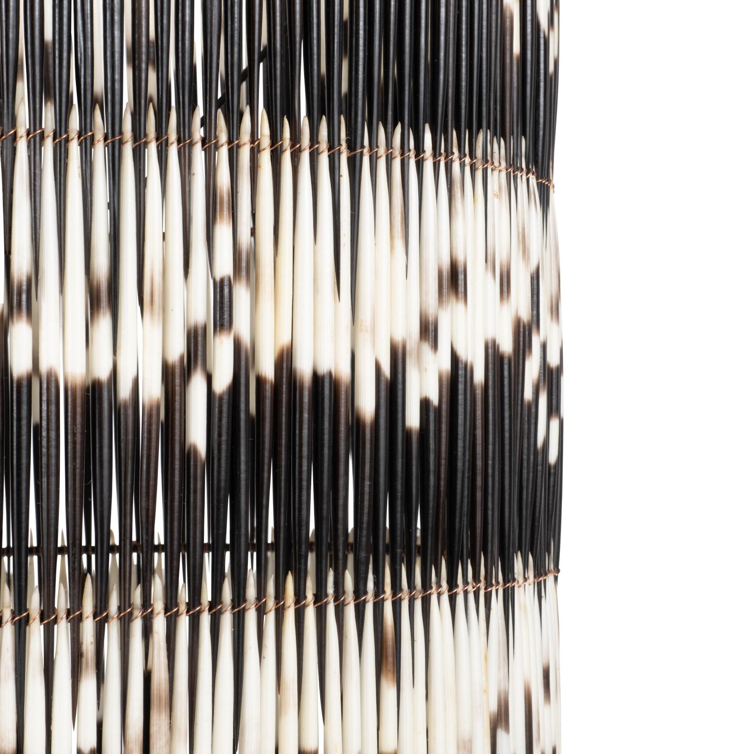 Porcupine Quill Triple Pendant w/ Leather Trim