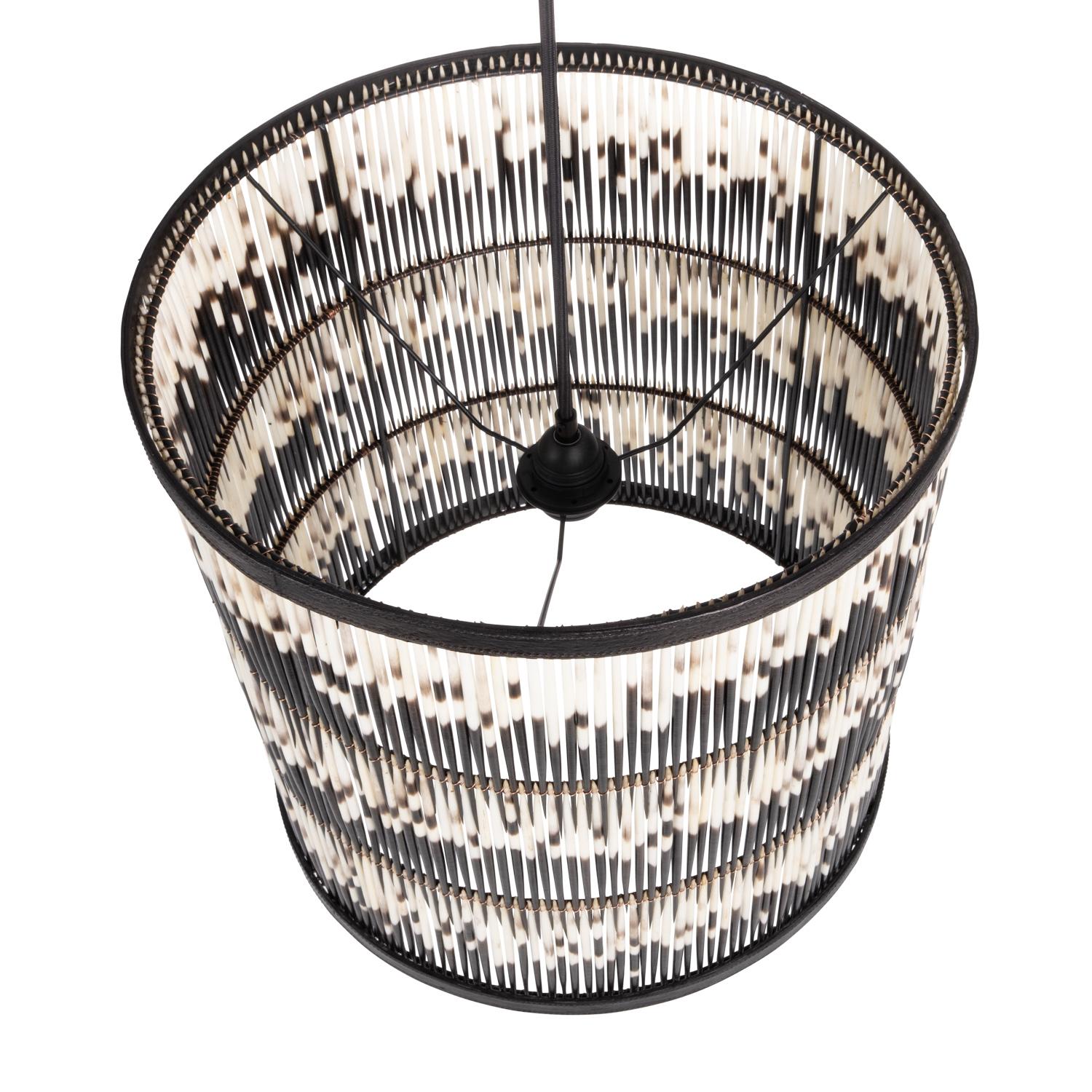 Porcupine Quill Pendant w/ Leather Trim