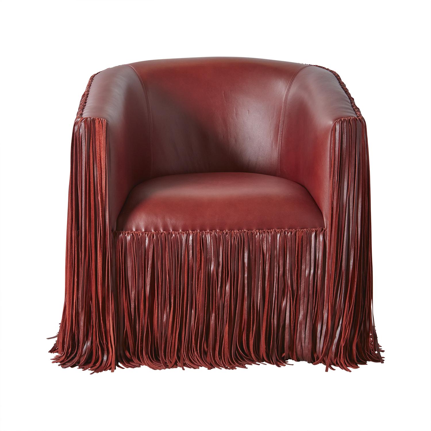 Shaggy Leather Swivel Chair - NeKeia Leather