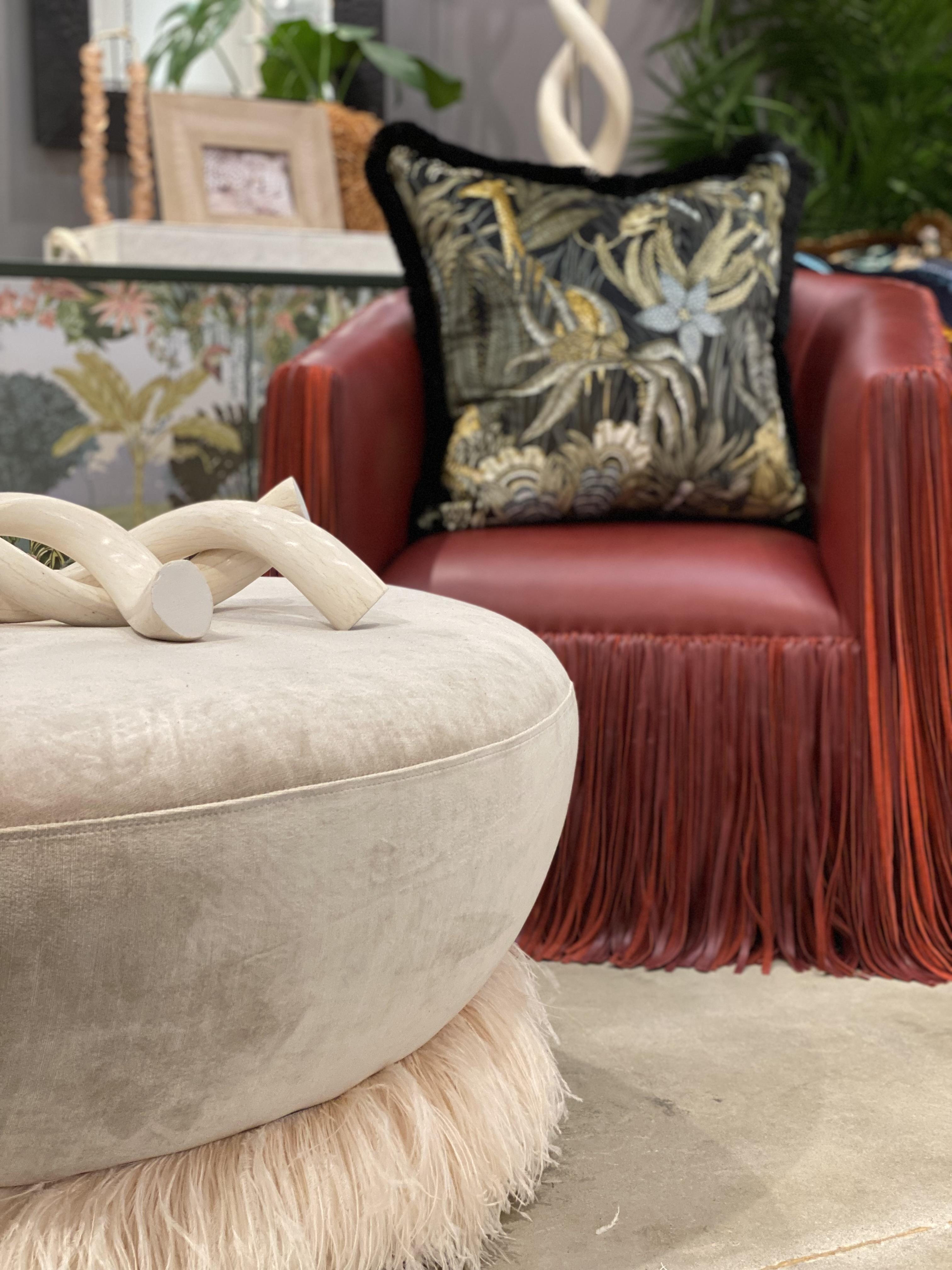 Shaggy Leather Swivel Chair in NeKeia Leather