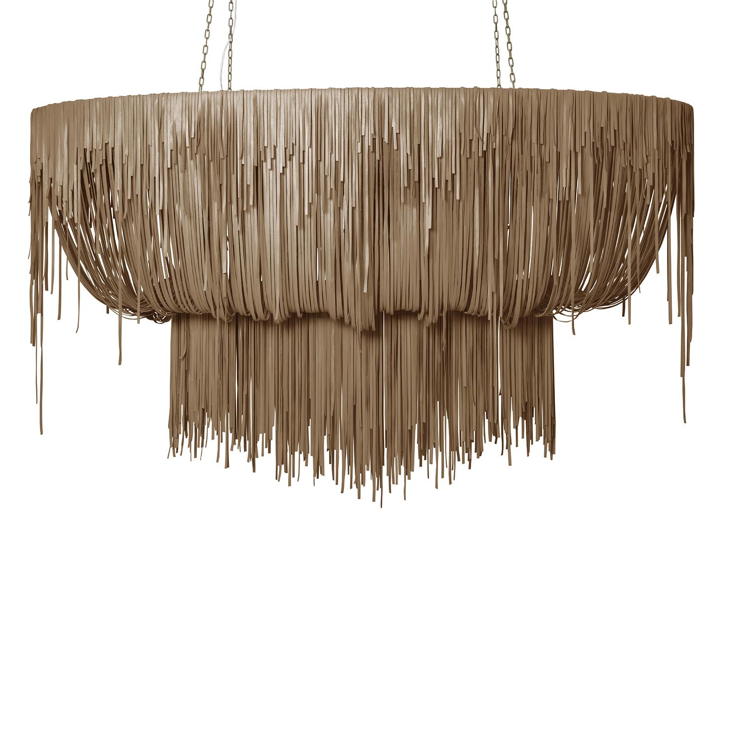 Stretch Oval Urchin Leather Chandelier in Metallic Leather