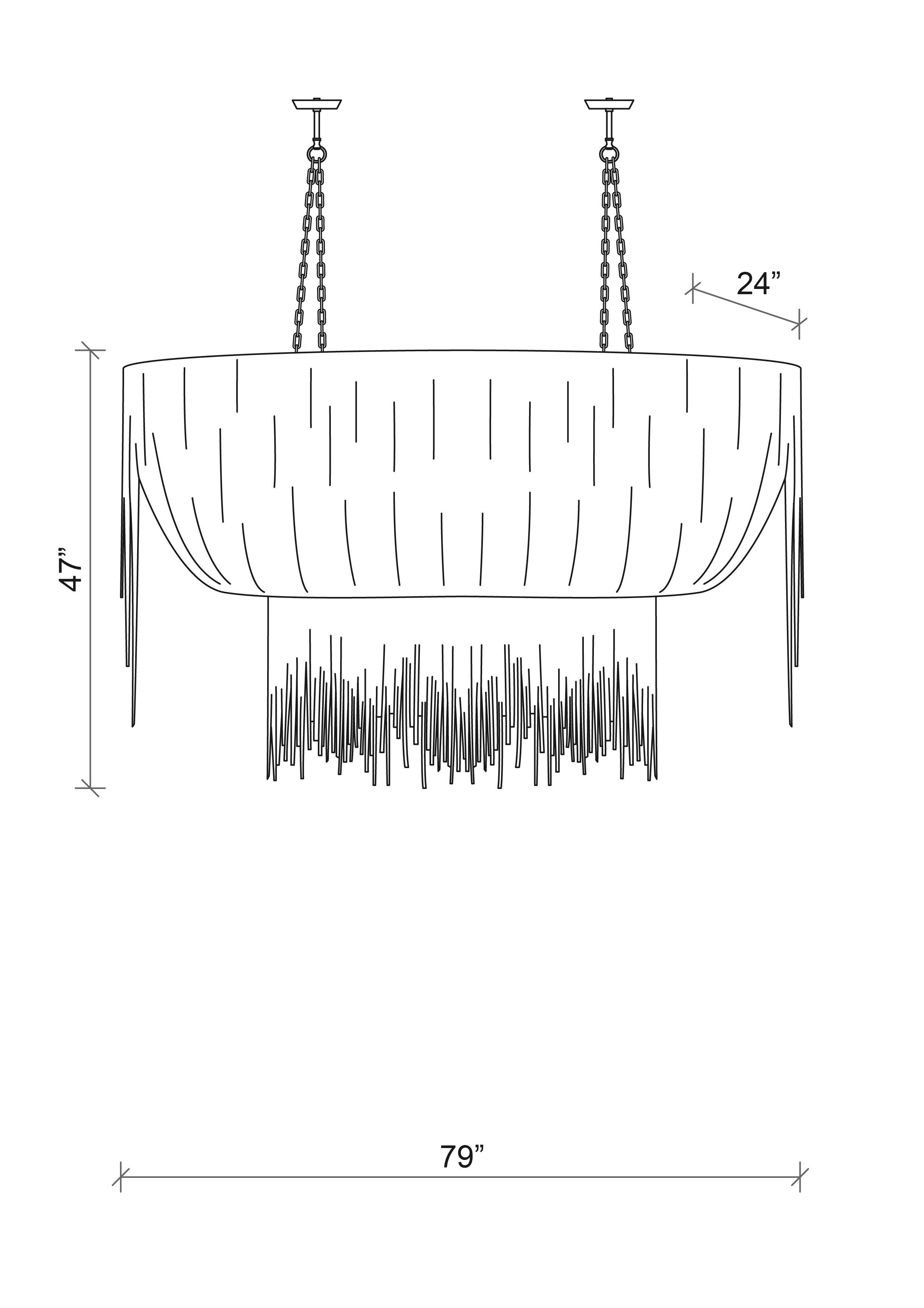 Stretch Oval Urchin Leather Chandelier in Metallic Leather