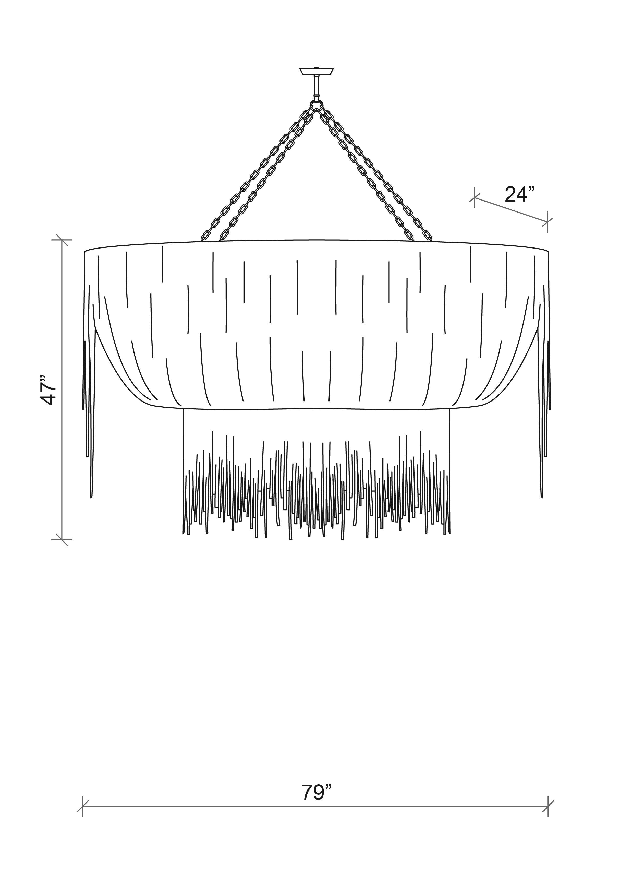 Stretch Oval Urchin Leather Chandelier in Metallic Leather