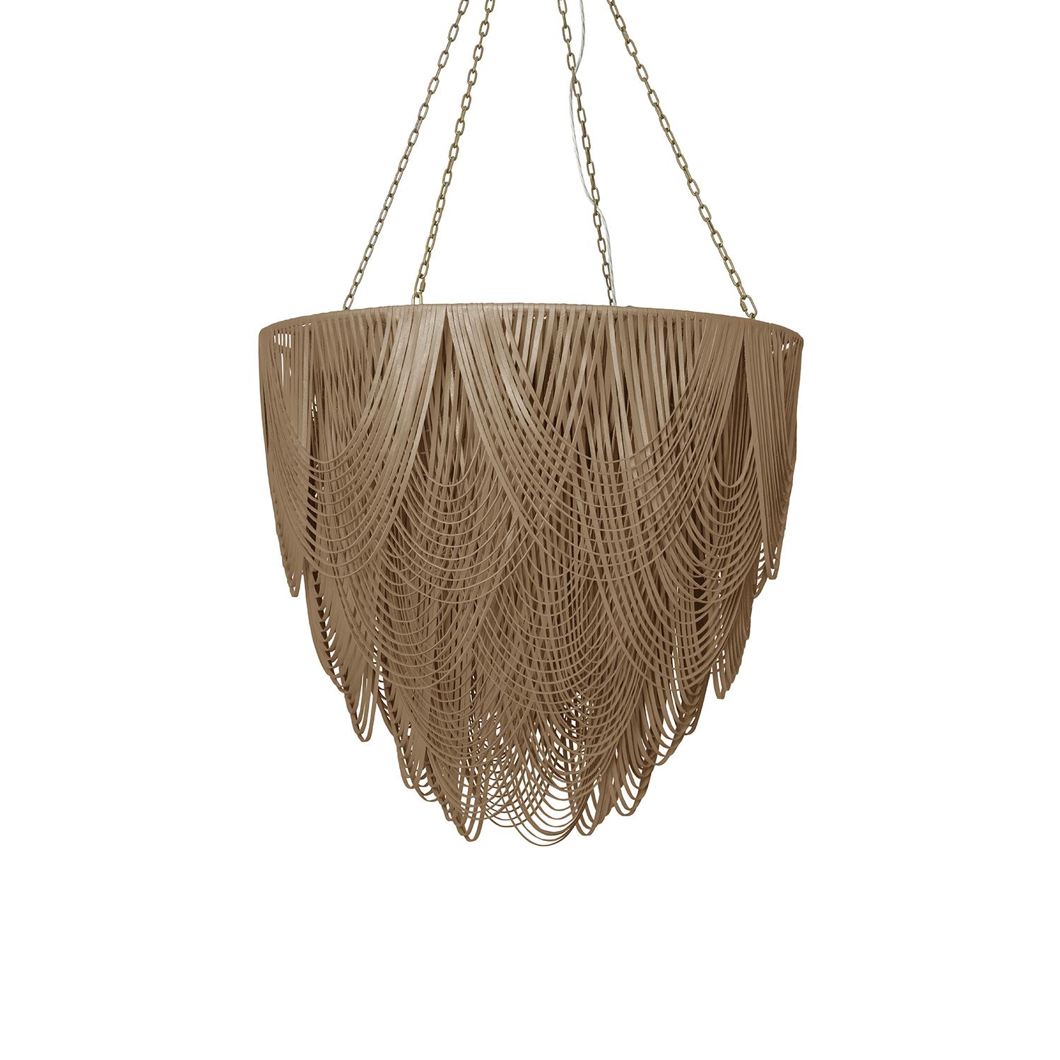 Extra Large Round Whisper Leather Chandelier in Metallic Leather