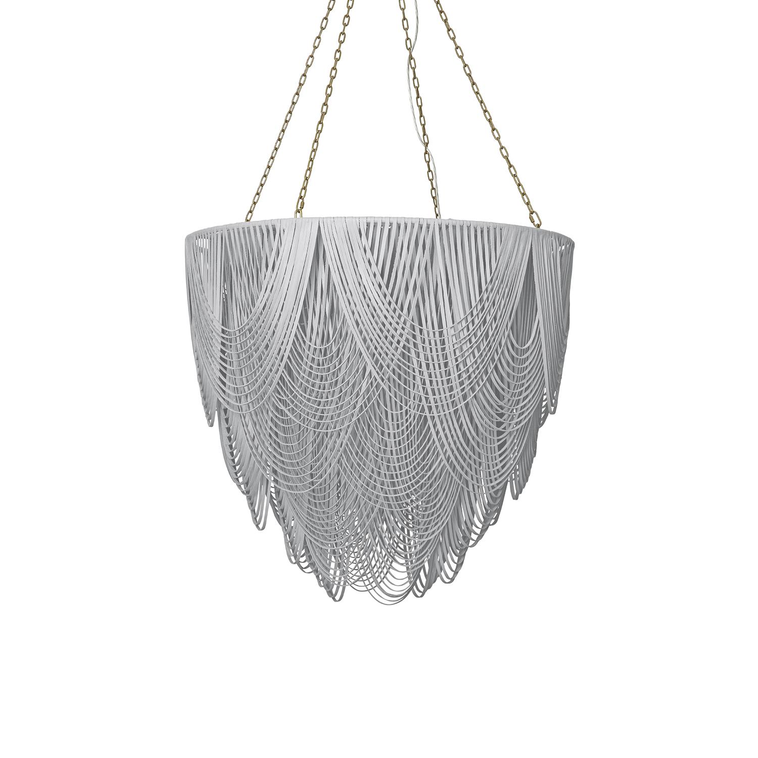 Extra Large Round Whisper Leather Chandelier in Metallic Leather