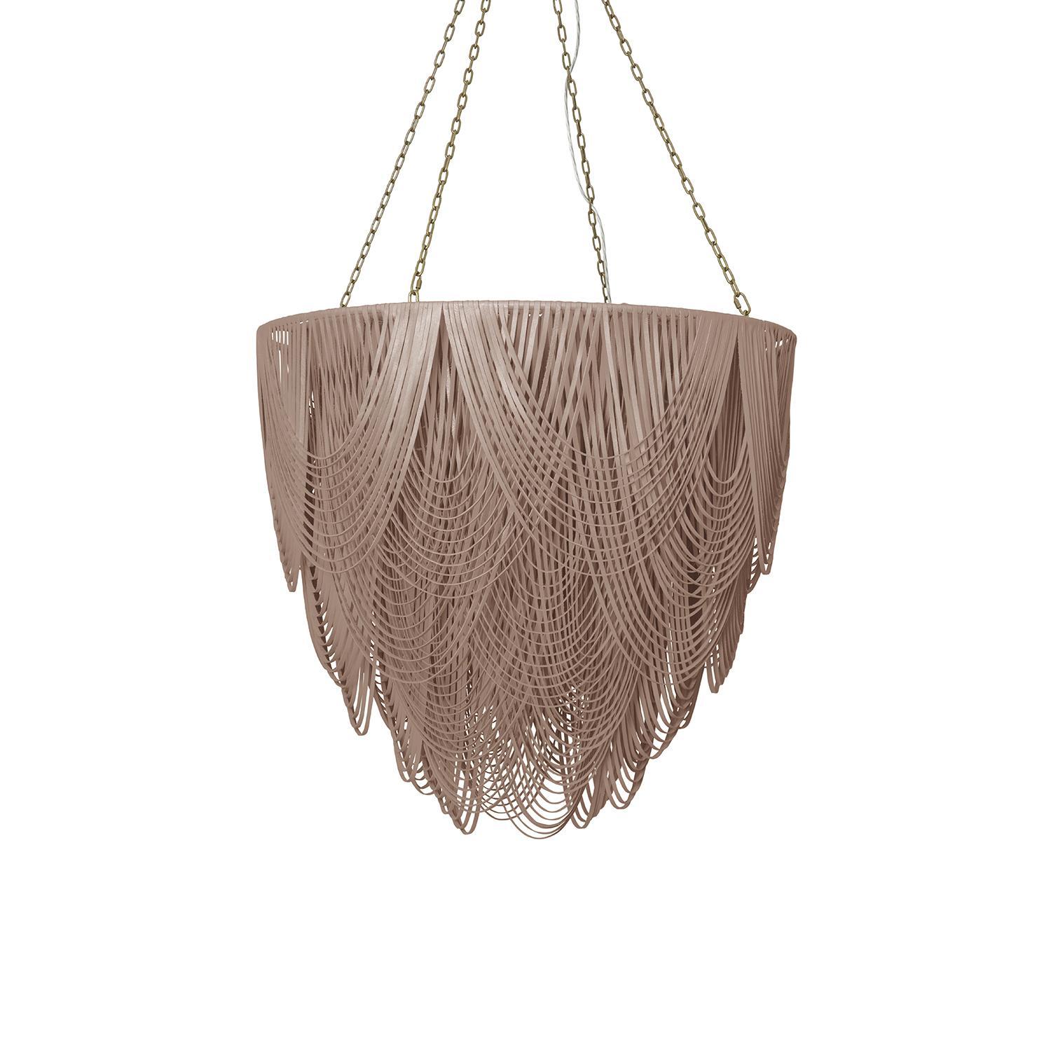 Extra Large Round Whisper Leather Chandelier in Metallic Leather