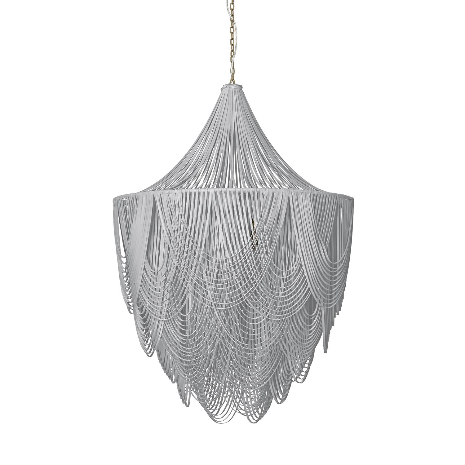Extra Large Round Whisper with Crown Leather Chandelier in Metallic Leather