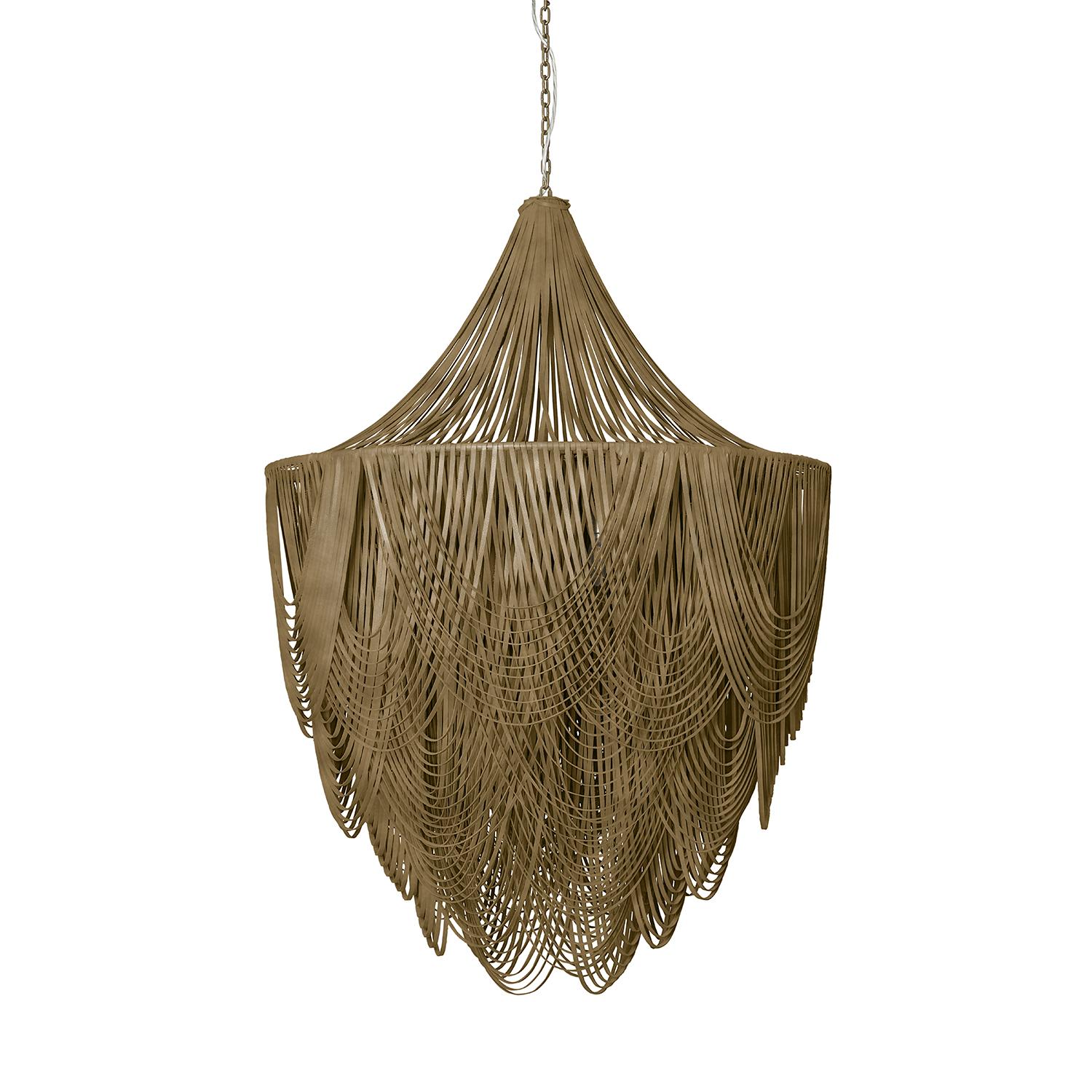 Extra Large Round Whisper with Crown Leather Chandelier in Premium Leather