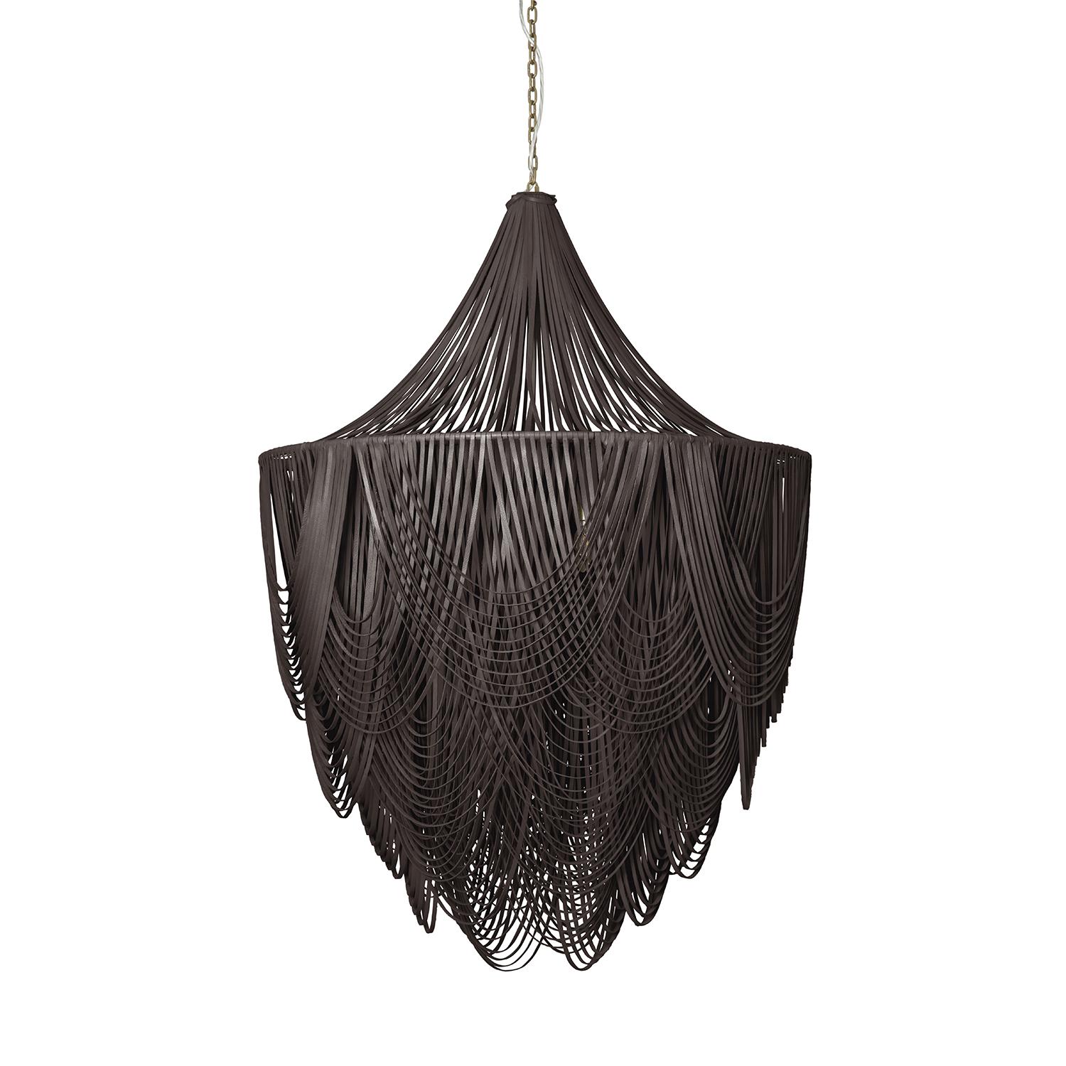 Extra Large Round Whisper with Crown Leather Chandelier in Premium Leather