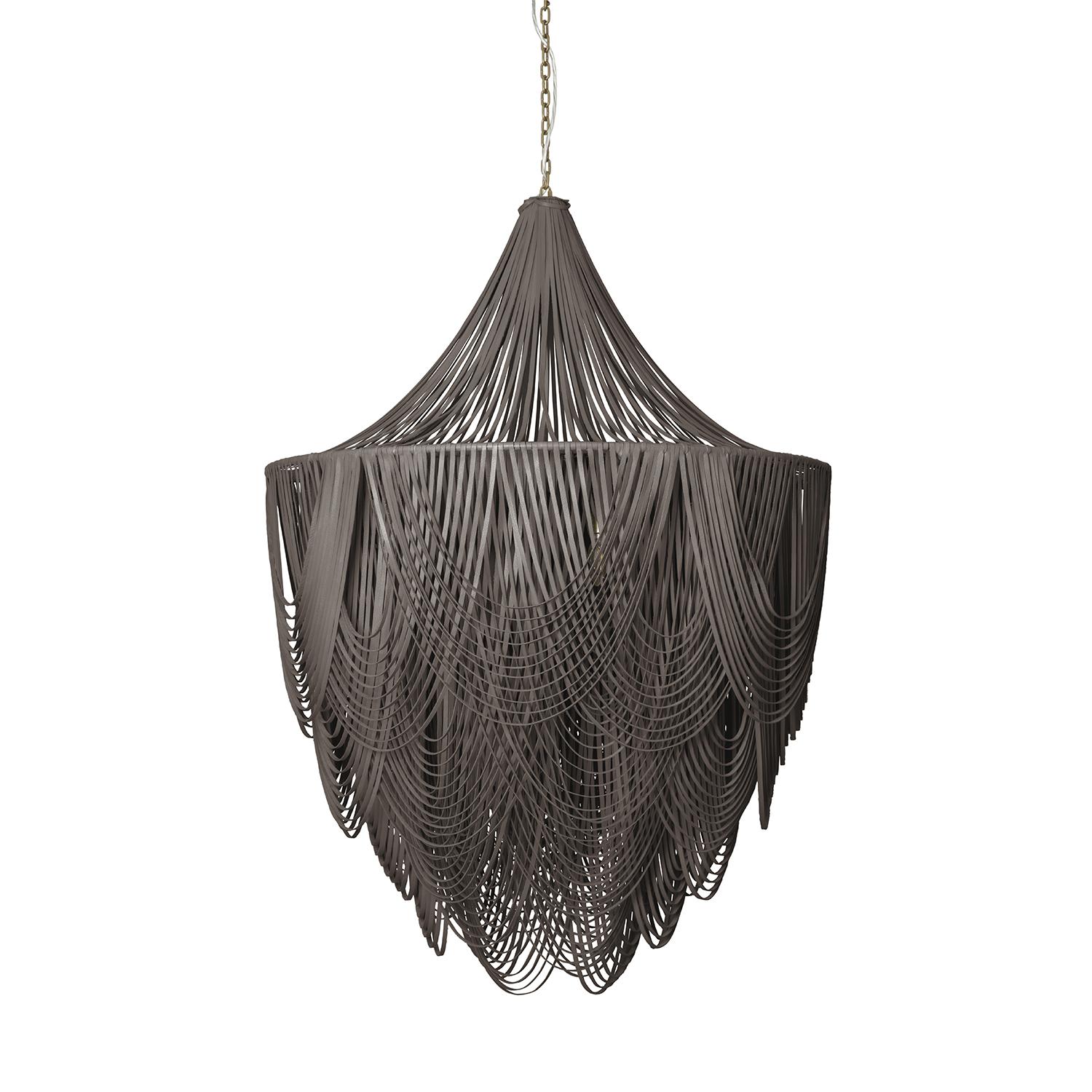 Extra Large Round Whisper with Crown Leather Chandelier in Premium Leather