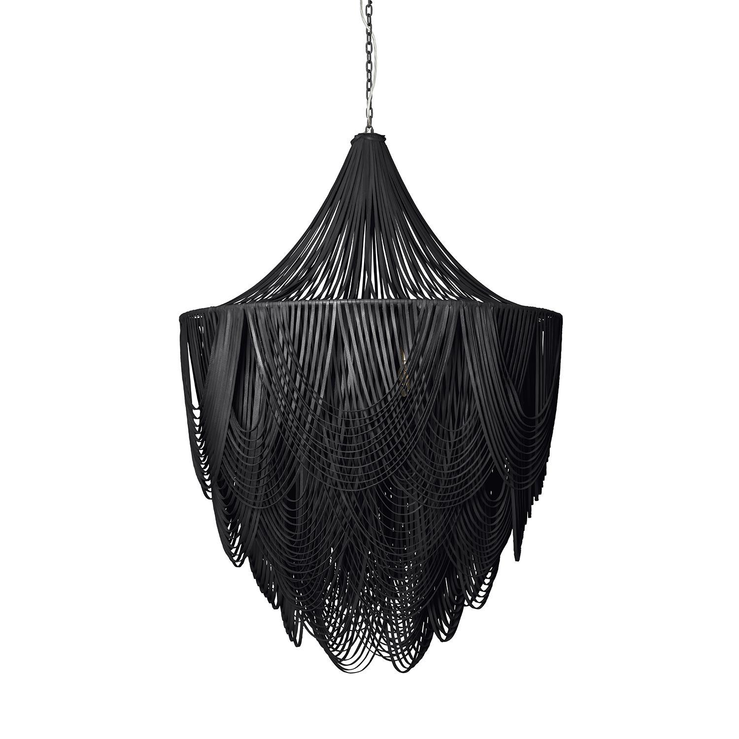 Extra Large Round Whisper with Crown Leather Chandelier in Premium Leather