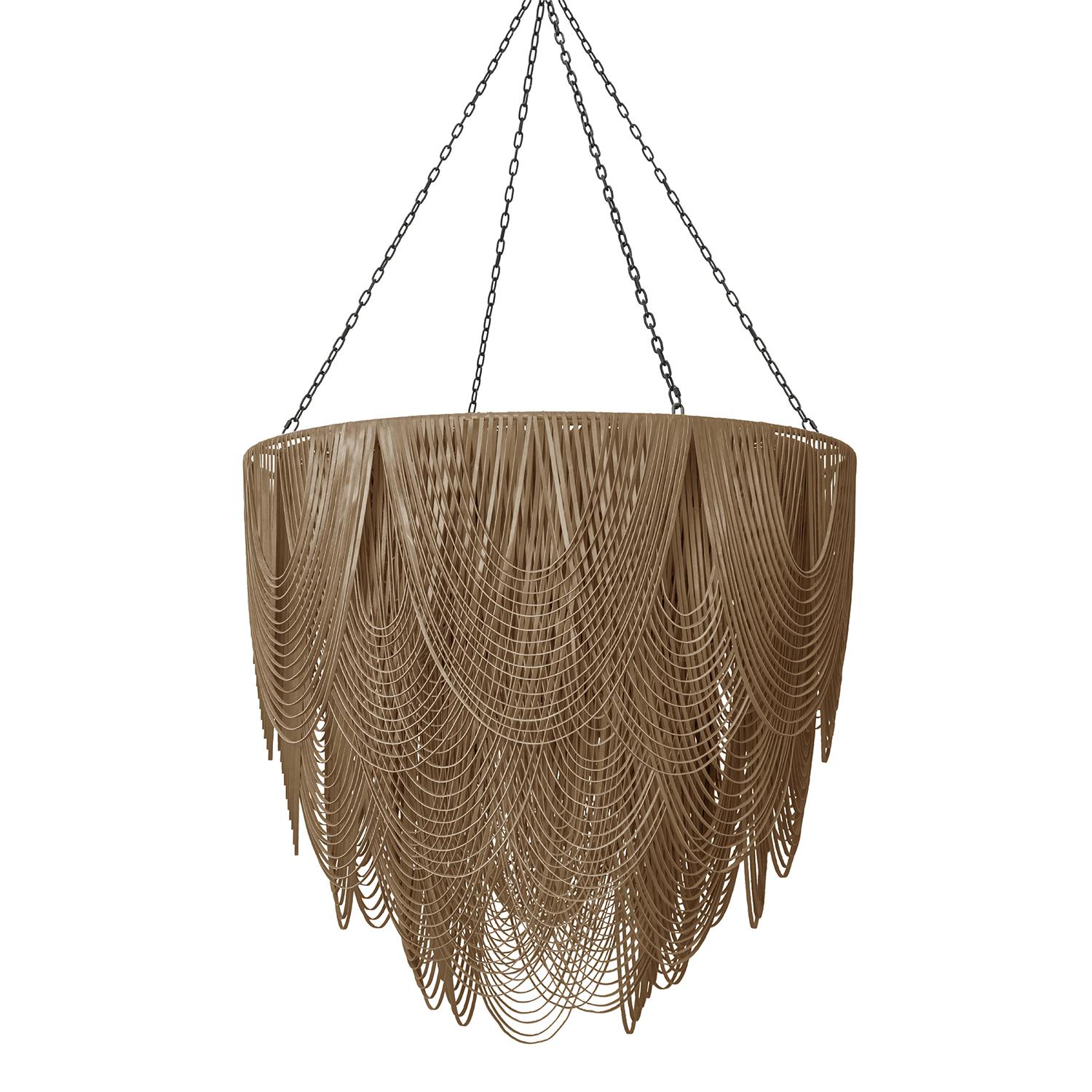 XXL Round Whisper Leather Chandelier in Metallic Leather