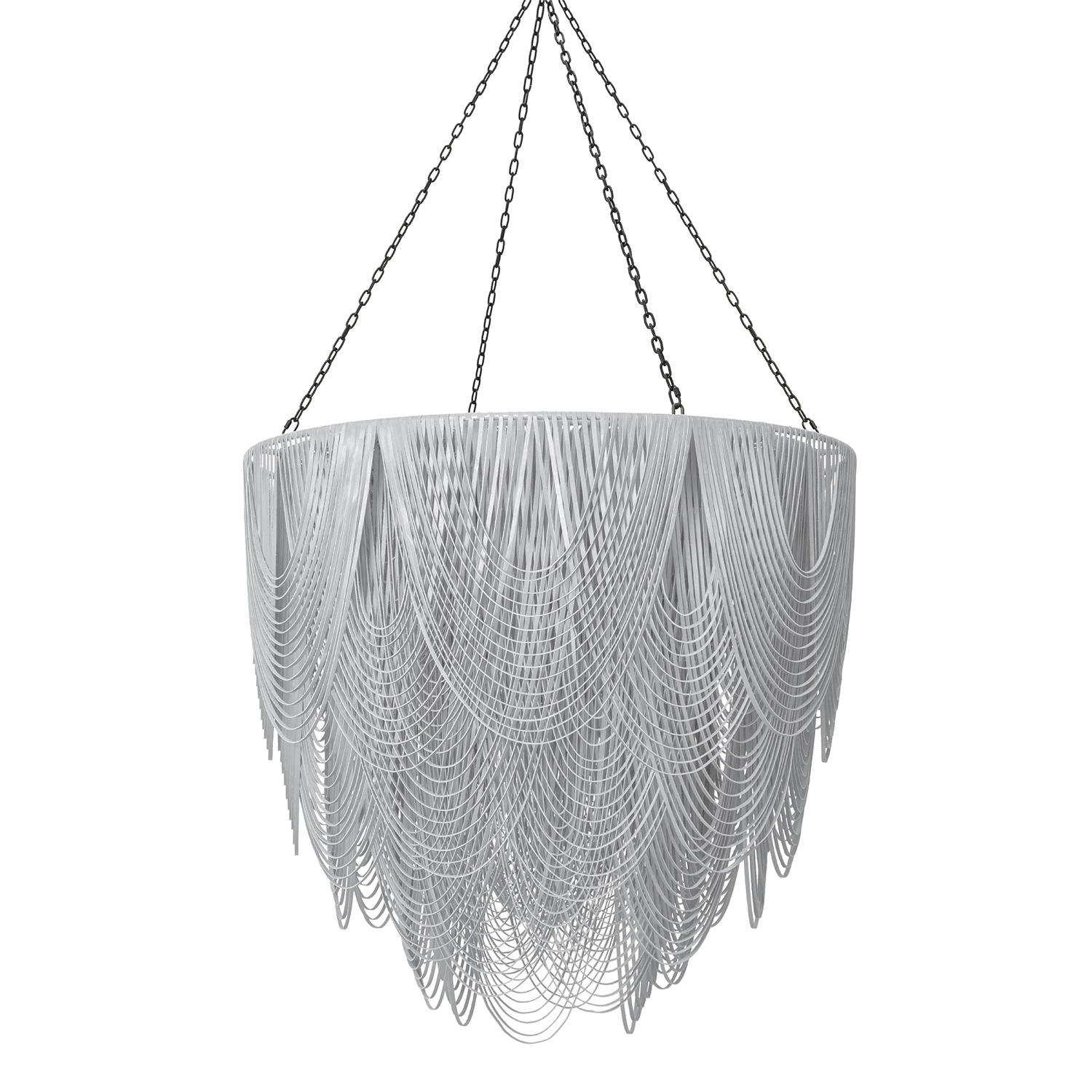 XXL Round Whisper Leather Chandelier in Metallic Leather