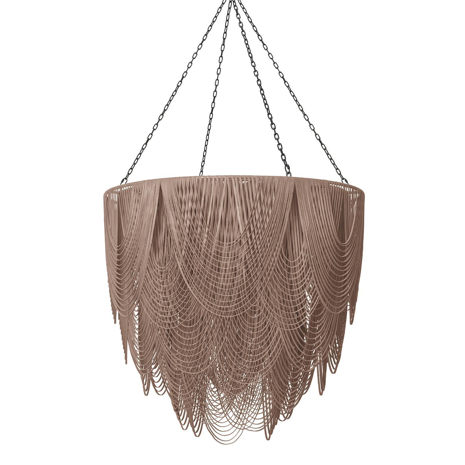 XXL Round Whisper Leather Chandelier in Metallic Leather