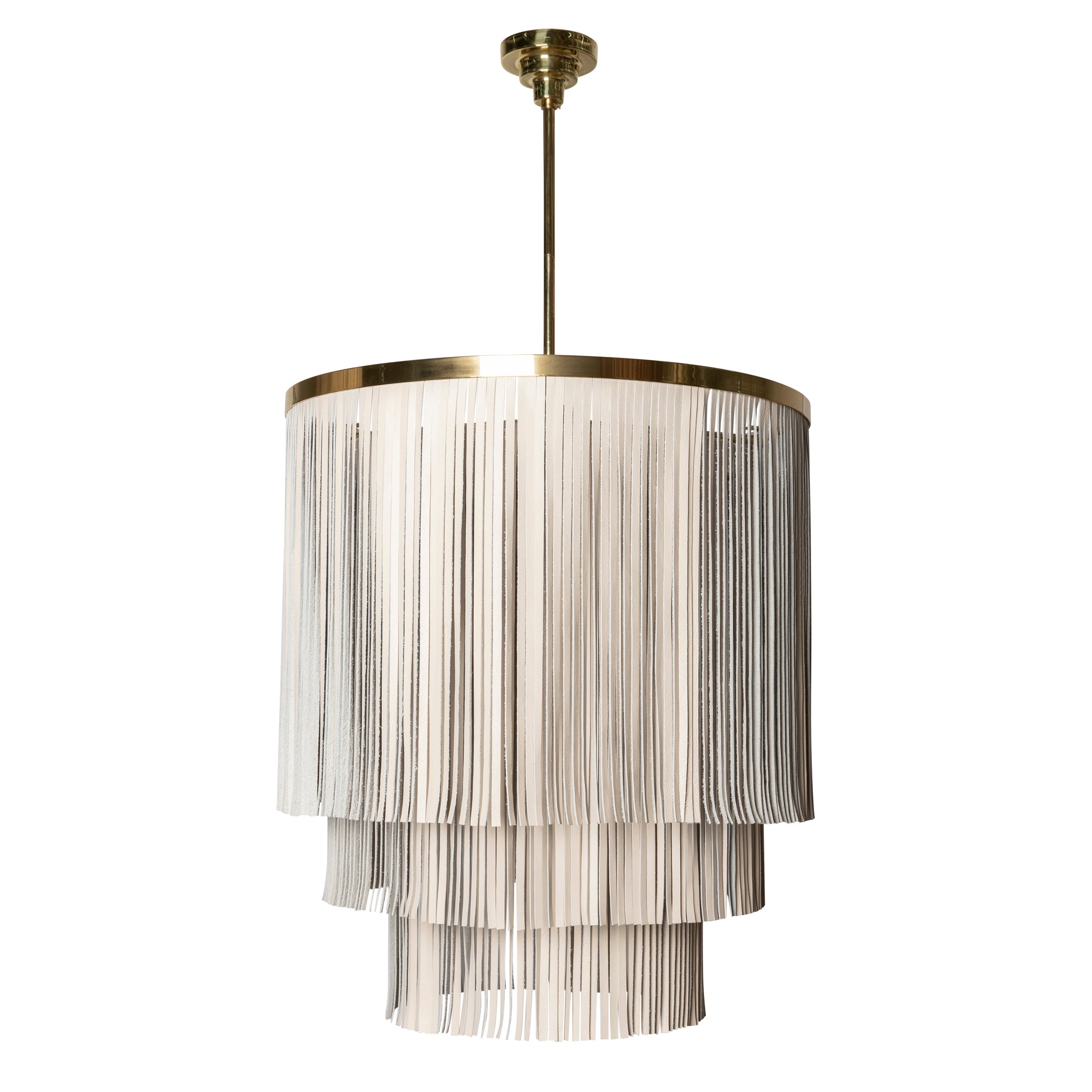 Small NeKeia Leather Chandelier in Brass Finish