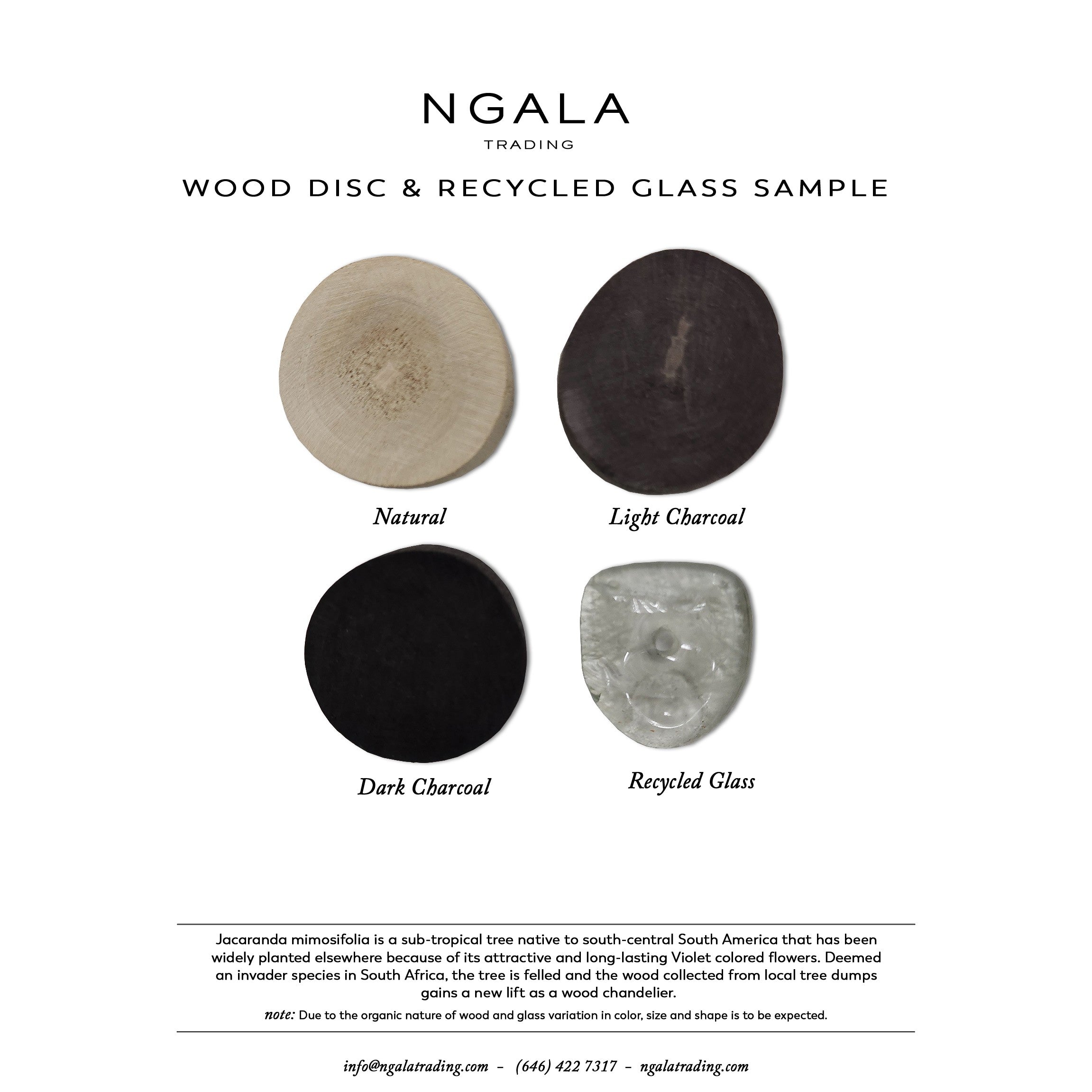 Jacaranda Wood Disc & Recycled Glass Sample