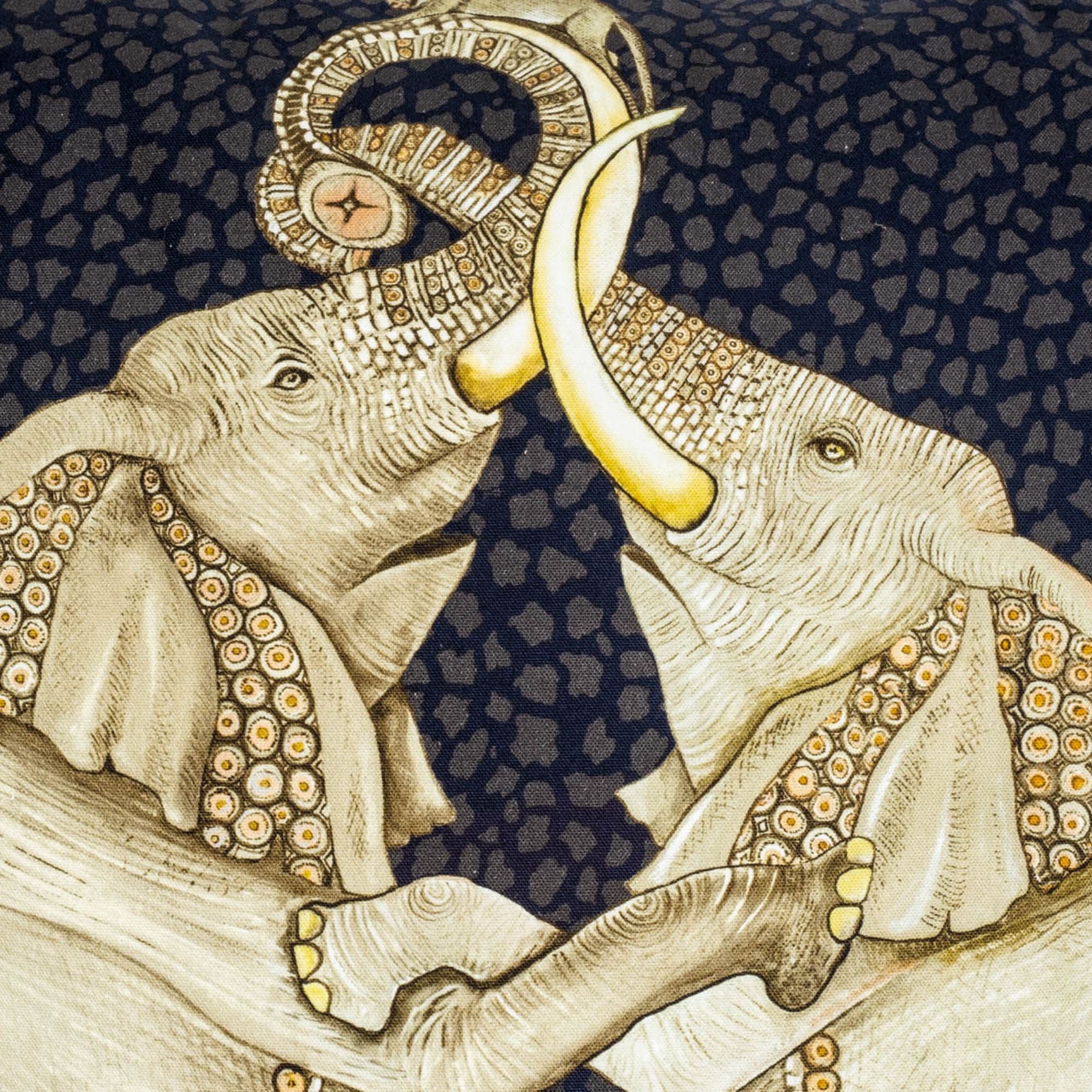 Dancing Elephants Pillow - Cotton - Moonlight
