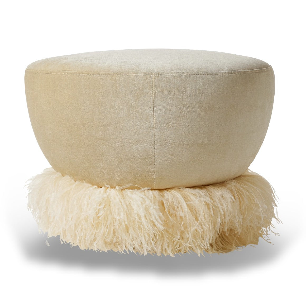 Ostrich Fluff Round Ottoman - Small