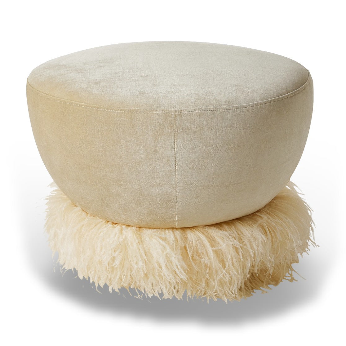 Ostrich Fluff Round Ottoman - Small