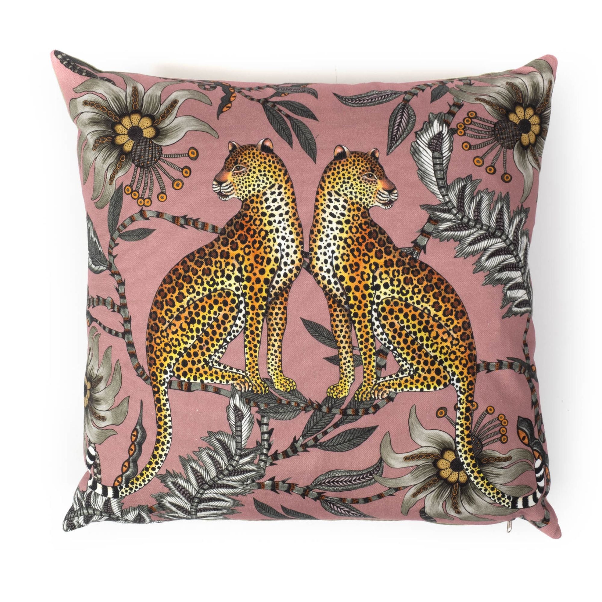 Magnolia Lovebird Leopards Cotton Pillow | NGALA Trading