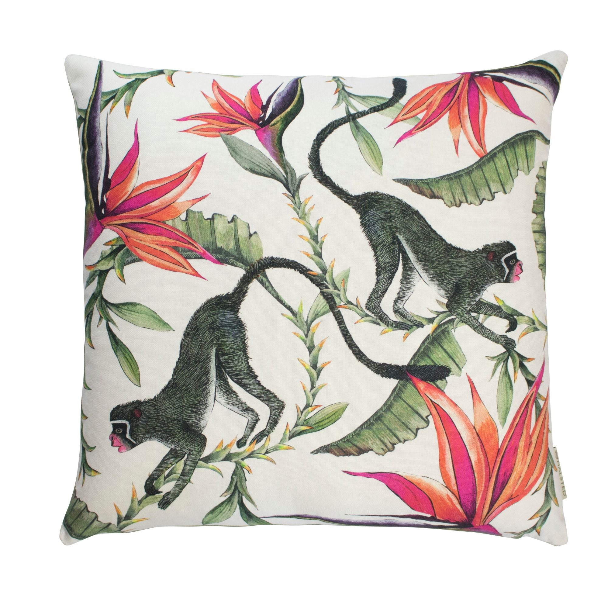 Monkey Paradise Pillow Cotton Chalk