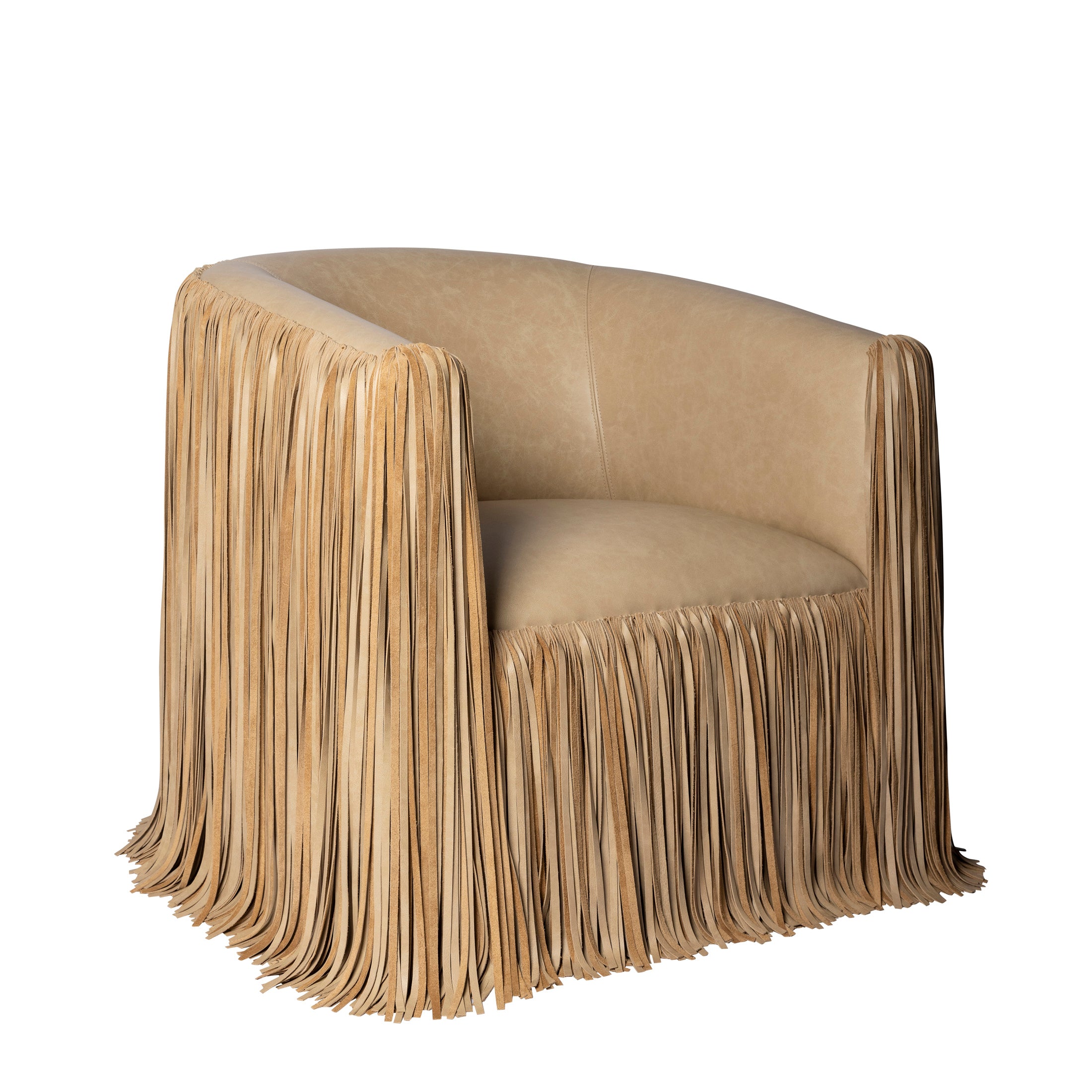 Shaggy Leather Swivel Chair in Premium Leather