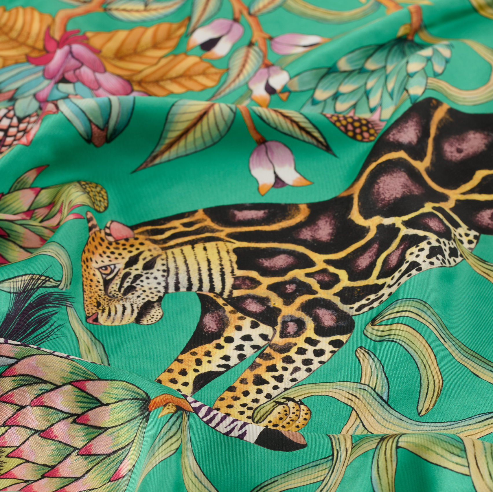 Protea Plains Silk Scarf - Emerald