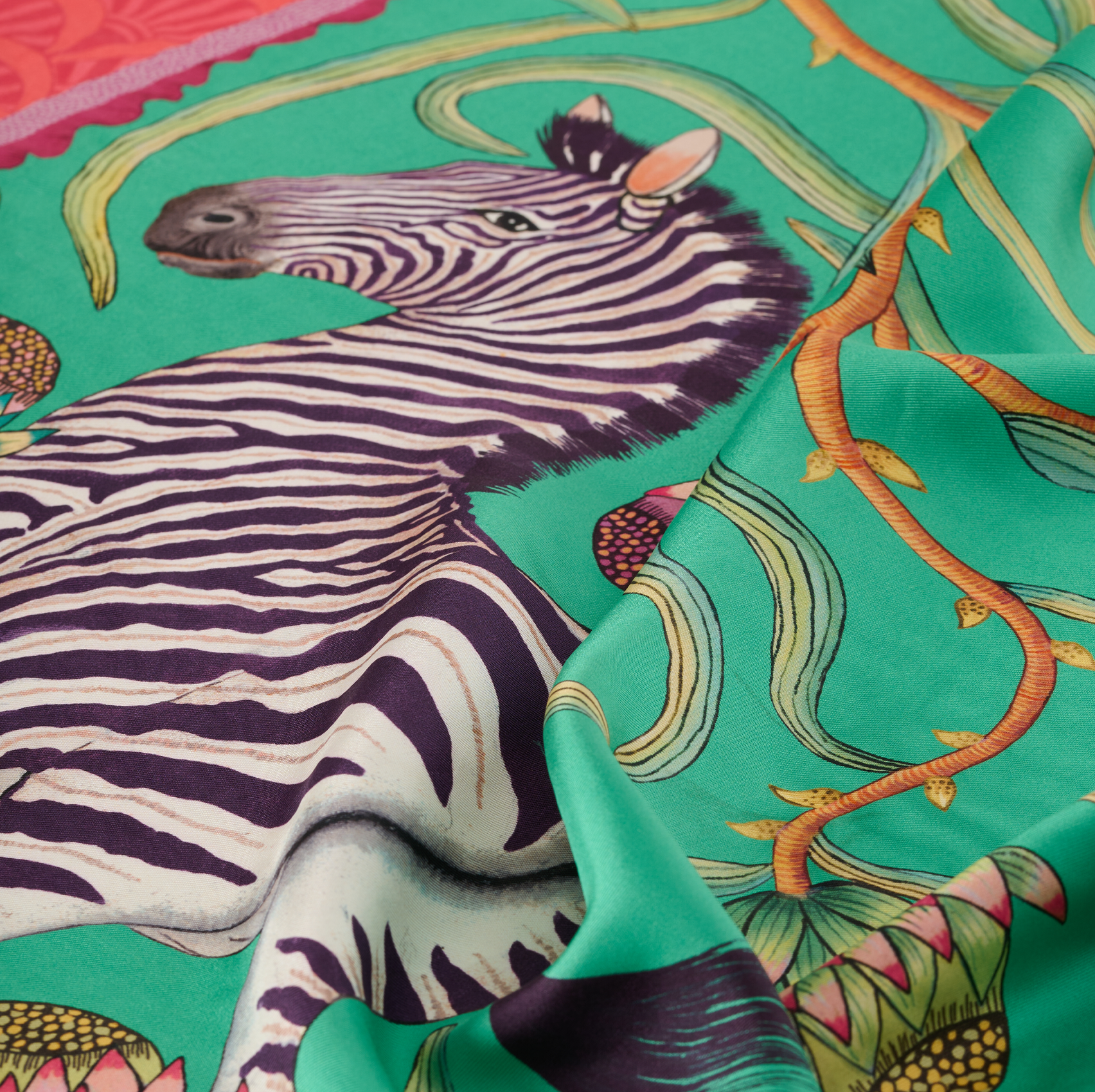 Protea Plains Silk Scarf - Emerald