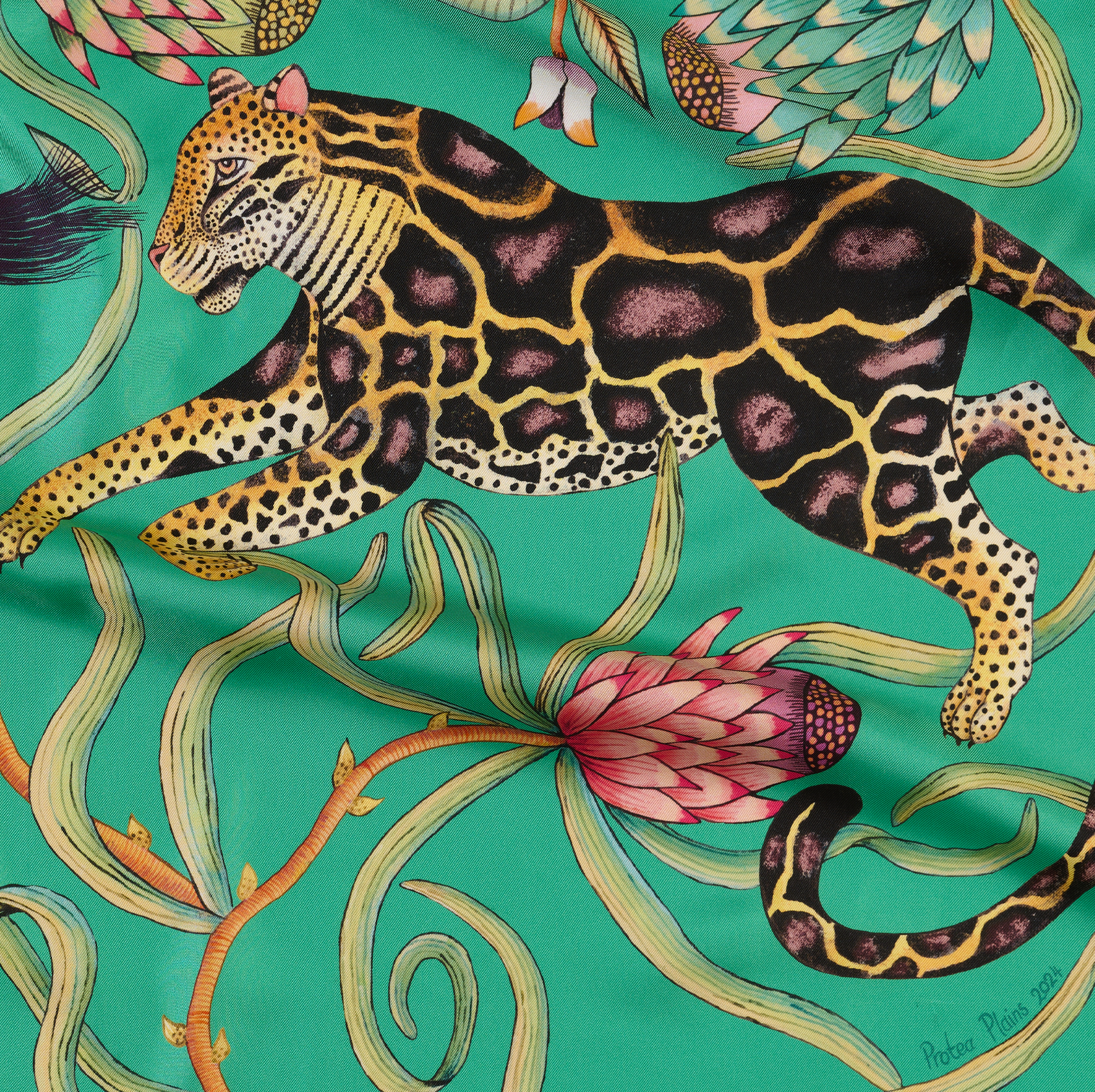 Protea Plains Silk Scarf - Emerald