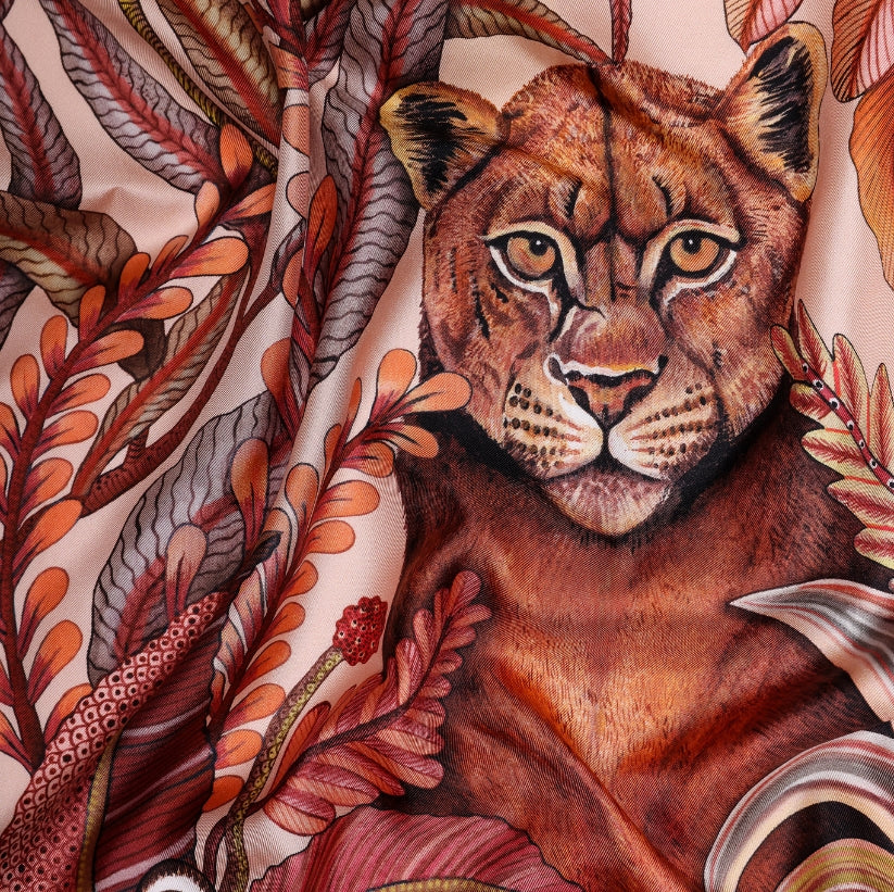 Phinda Pride Silk Scarf - Flamingo