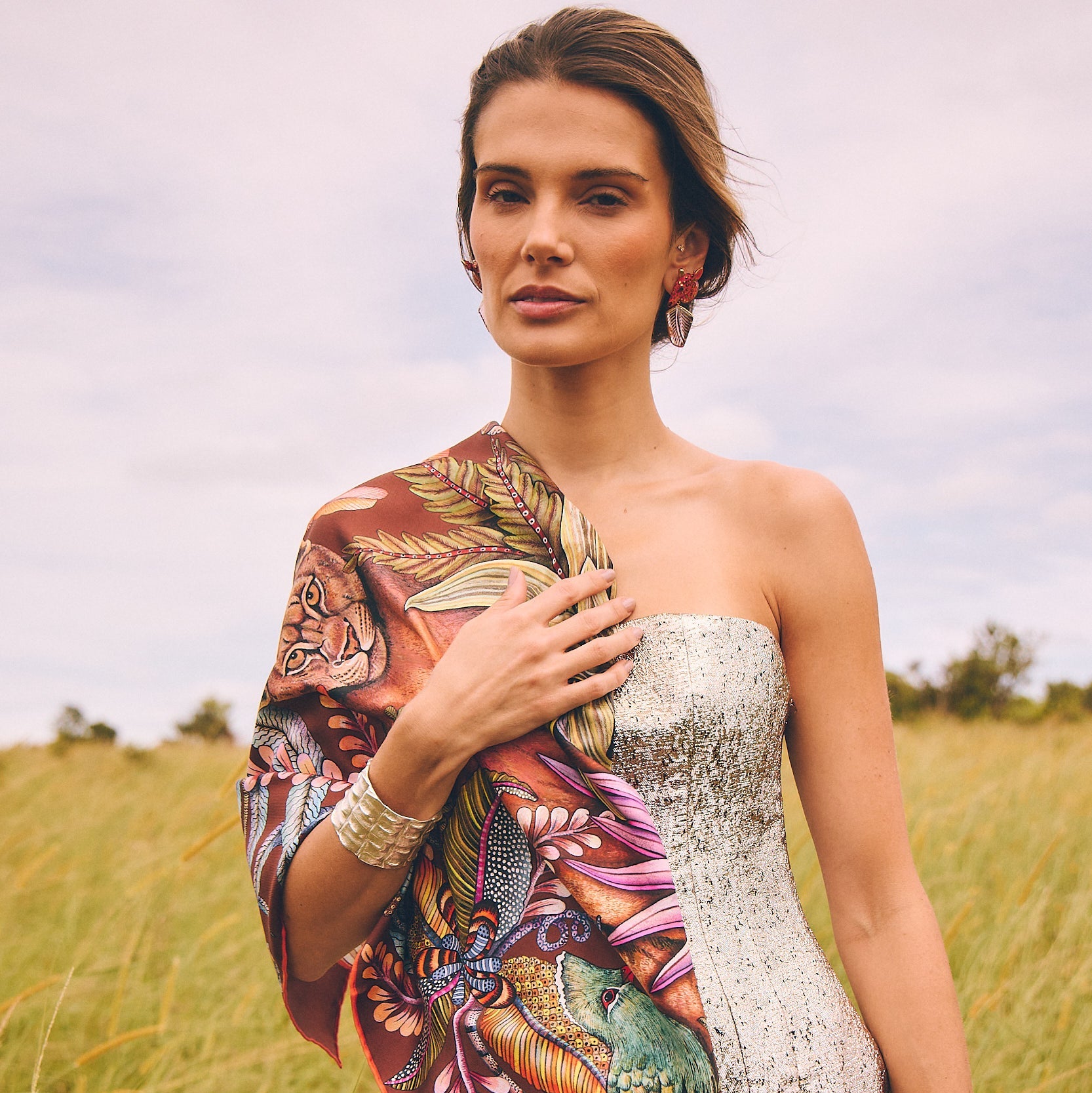 Phinda Pride Silk Scarf - Mahogany
