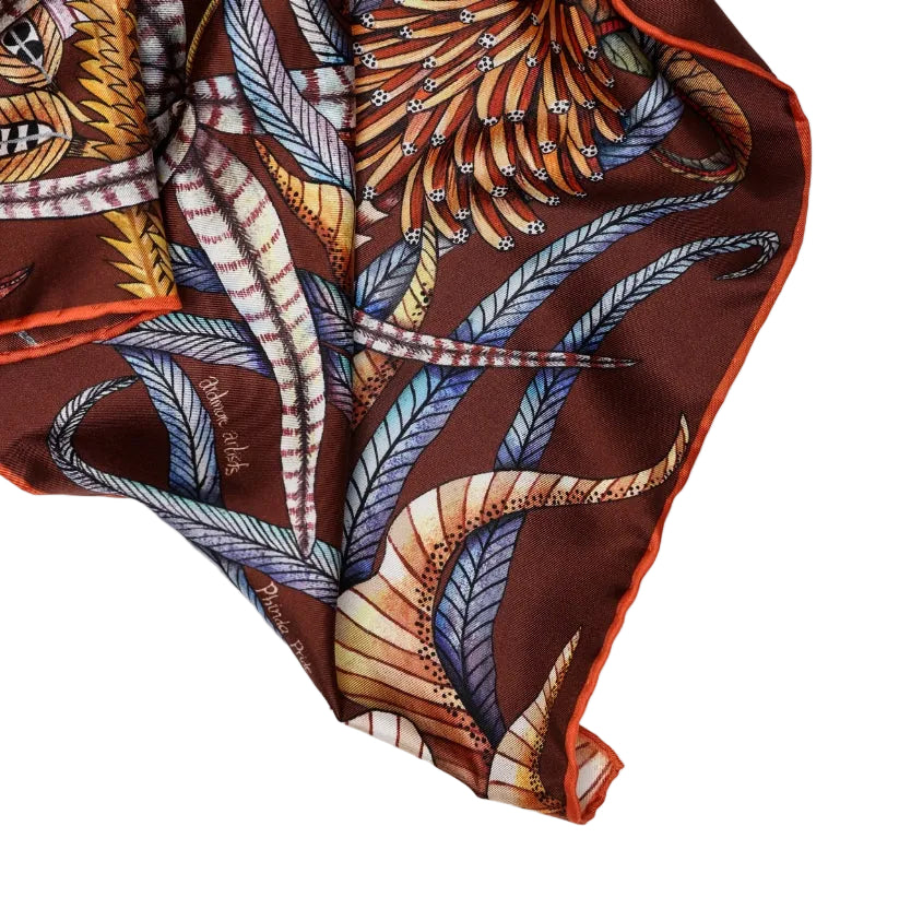 Phinda Pride Silk Scarf - Mahogany
