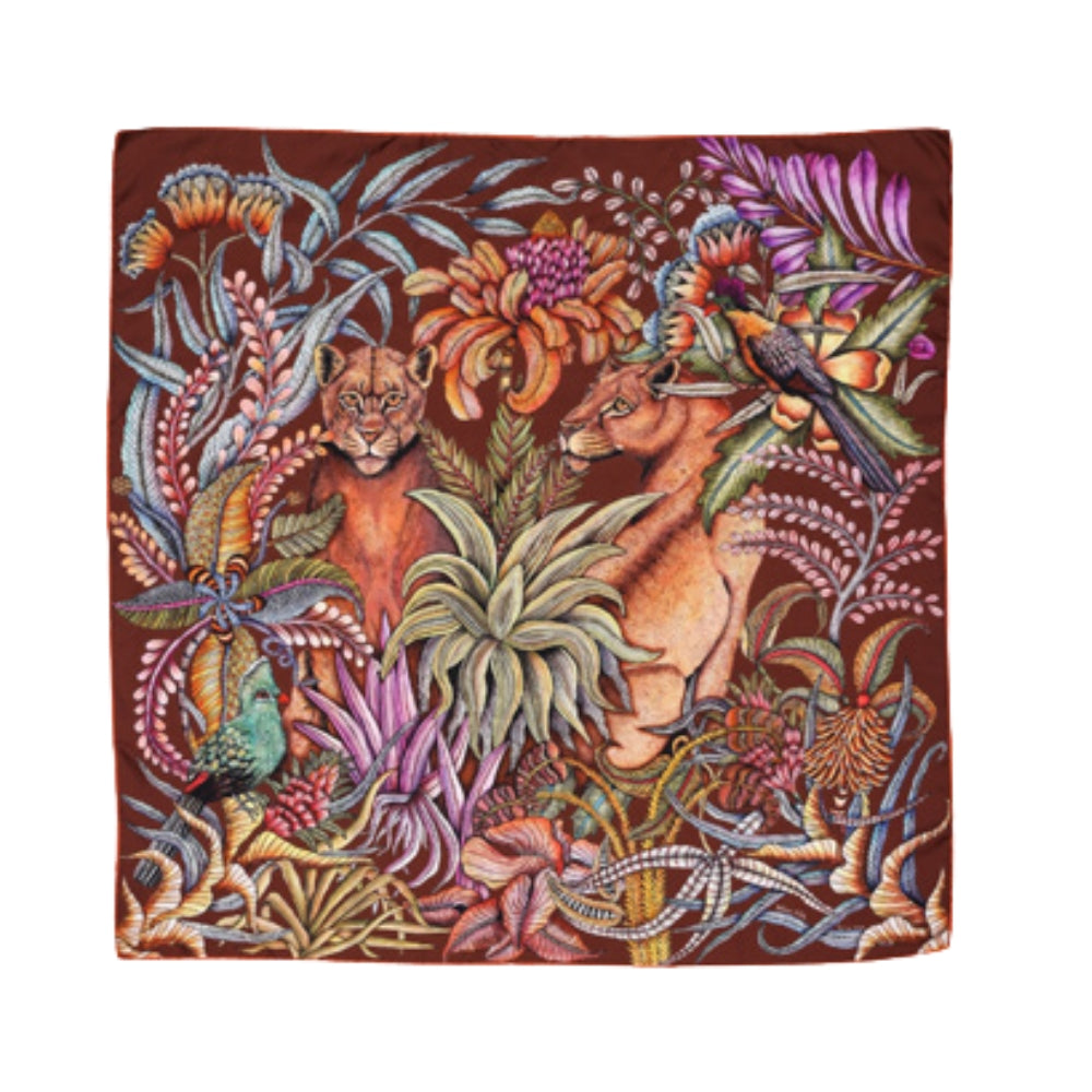 Phinda Pride Silk Scarf - Mahogany