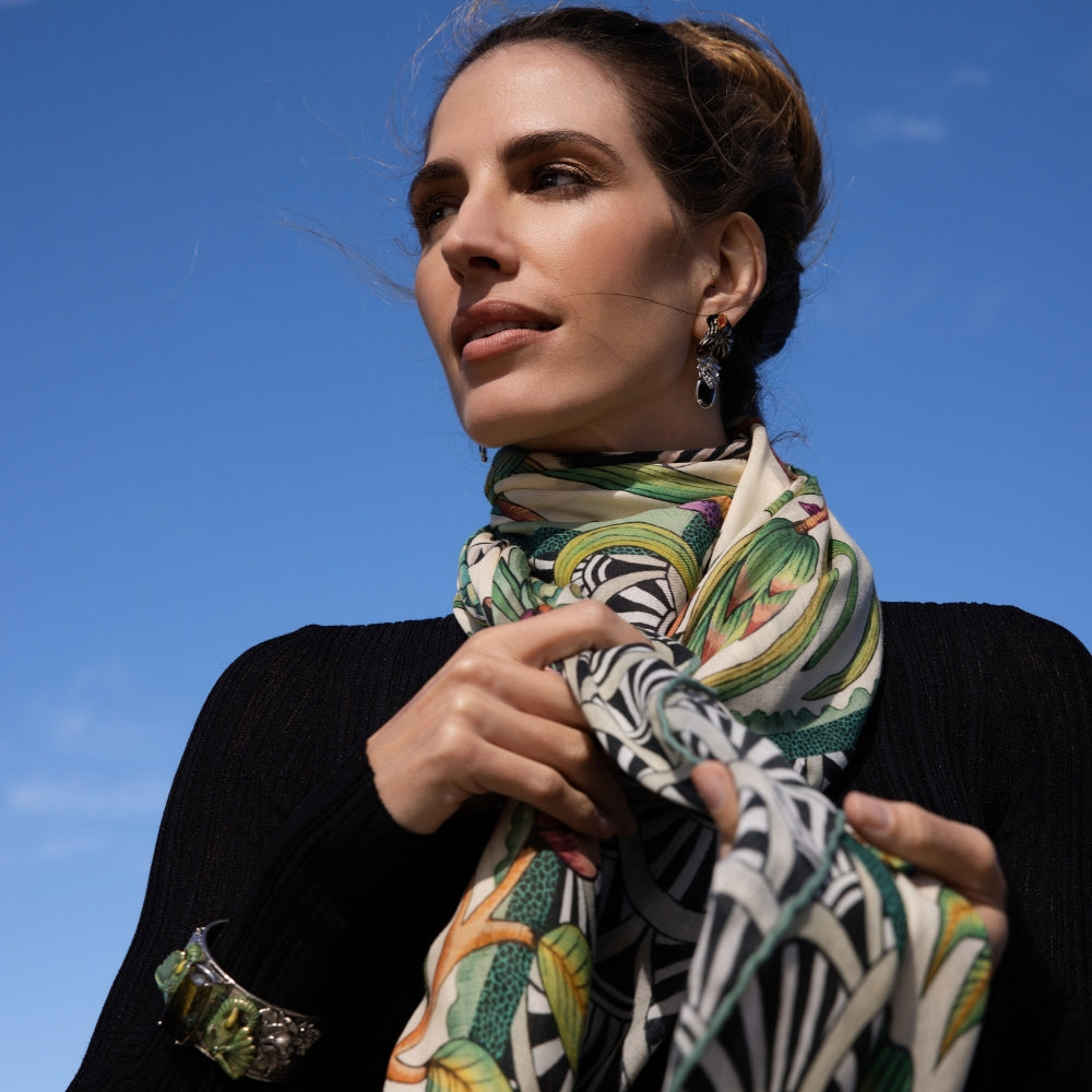 Protea Plains Silk Scarf - Stone