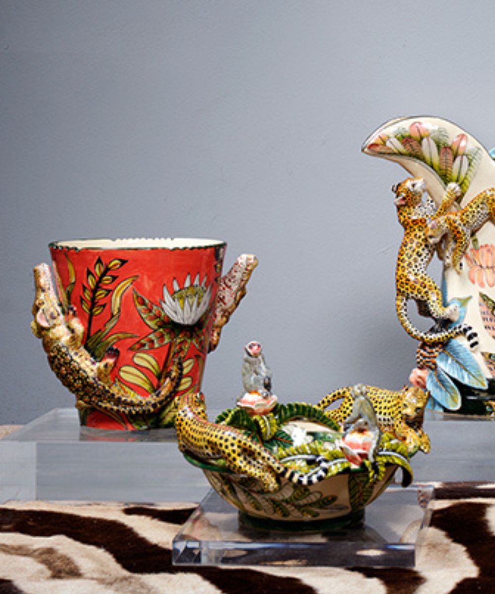 Ardmore Ceramic Art - Cheetah & Monkey Bowl