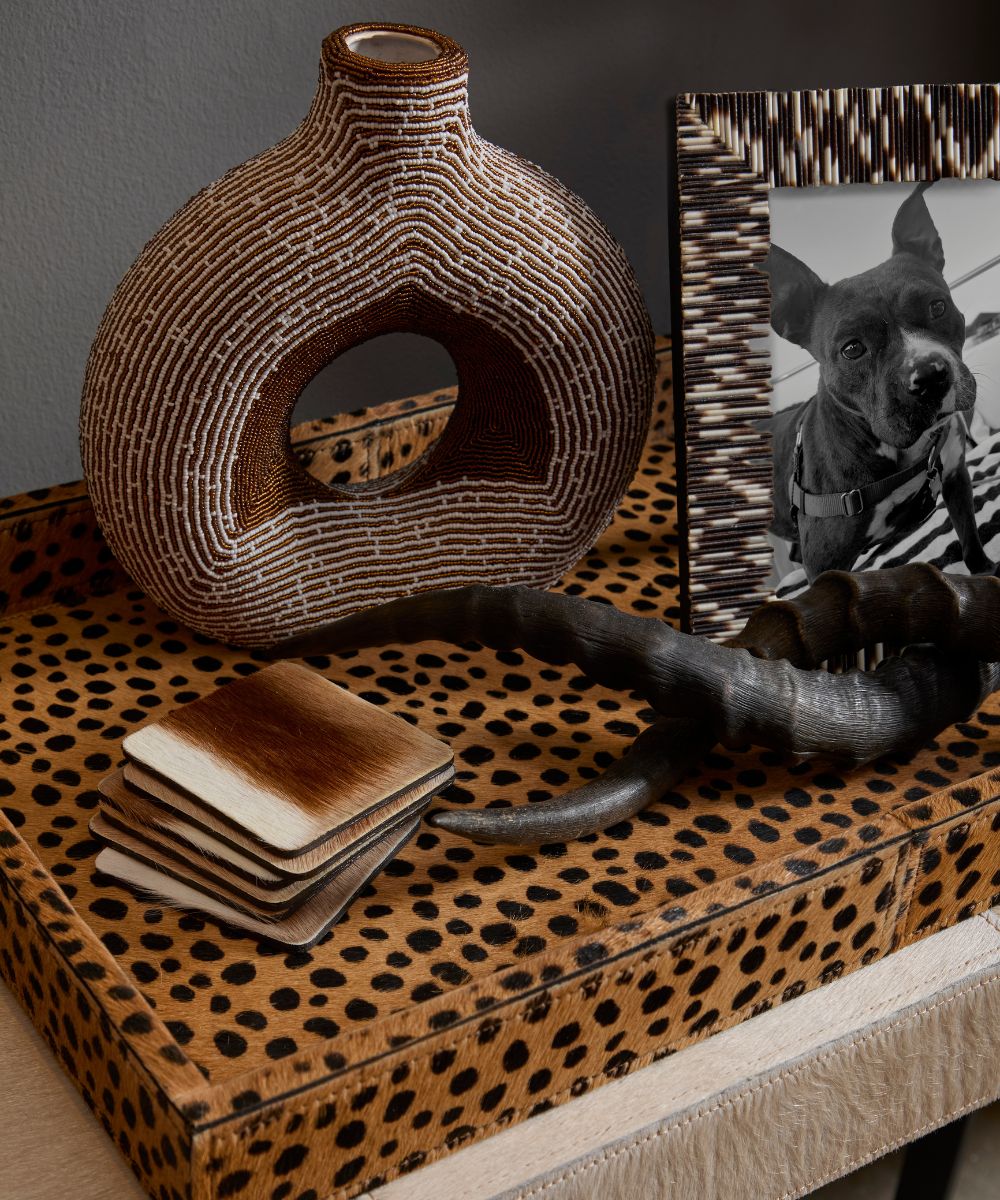Beaded Clay Tikar Style Donut Vase - Bronze