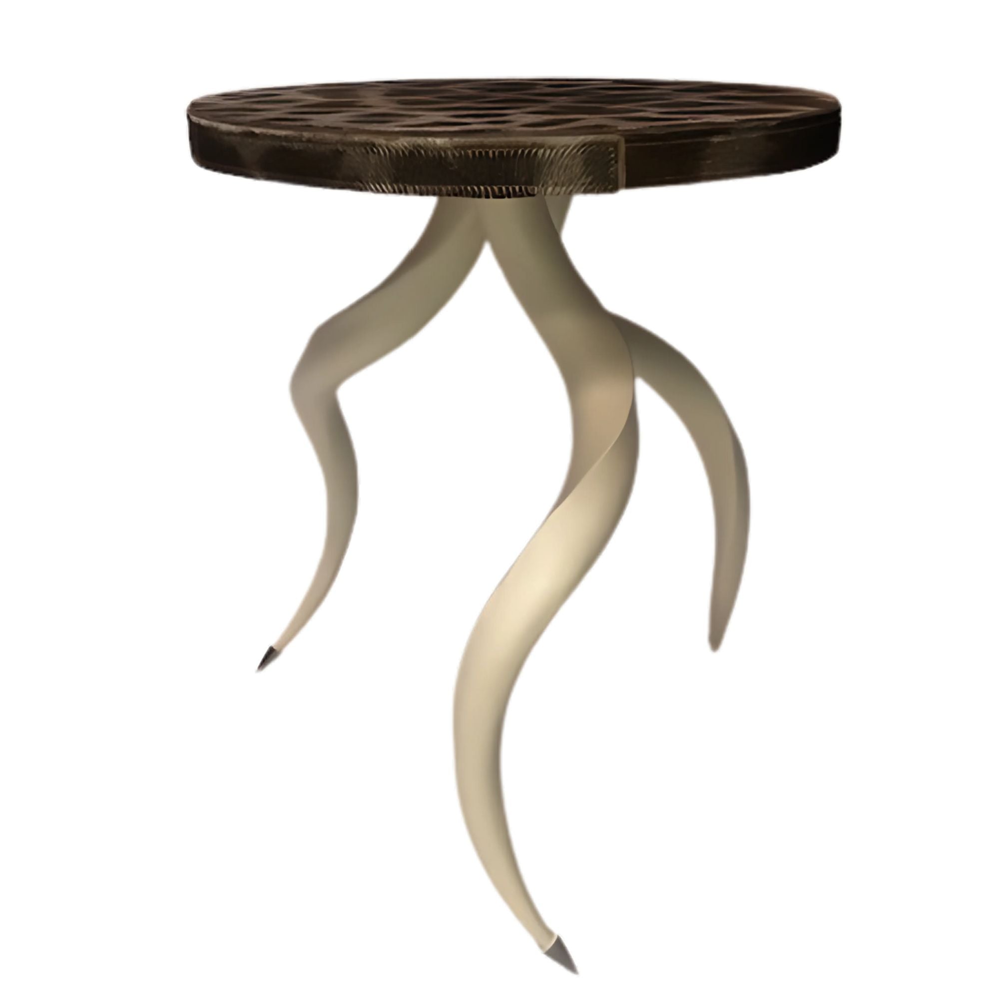 Cream Kudu Horn Table with Giraffe Hide Top 2