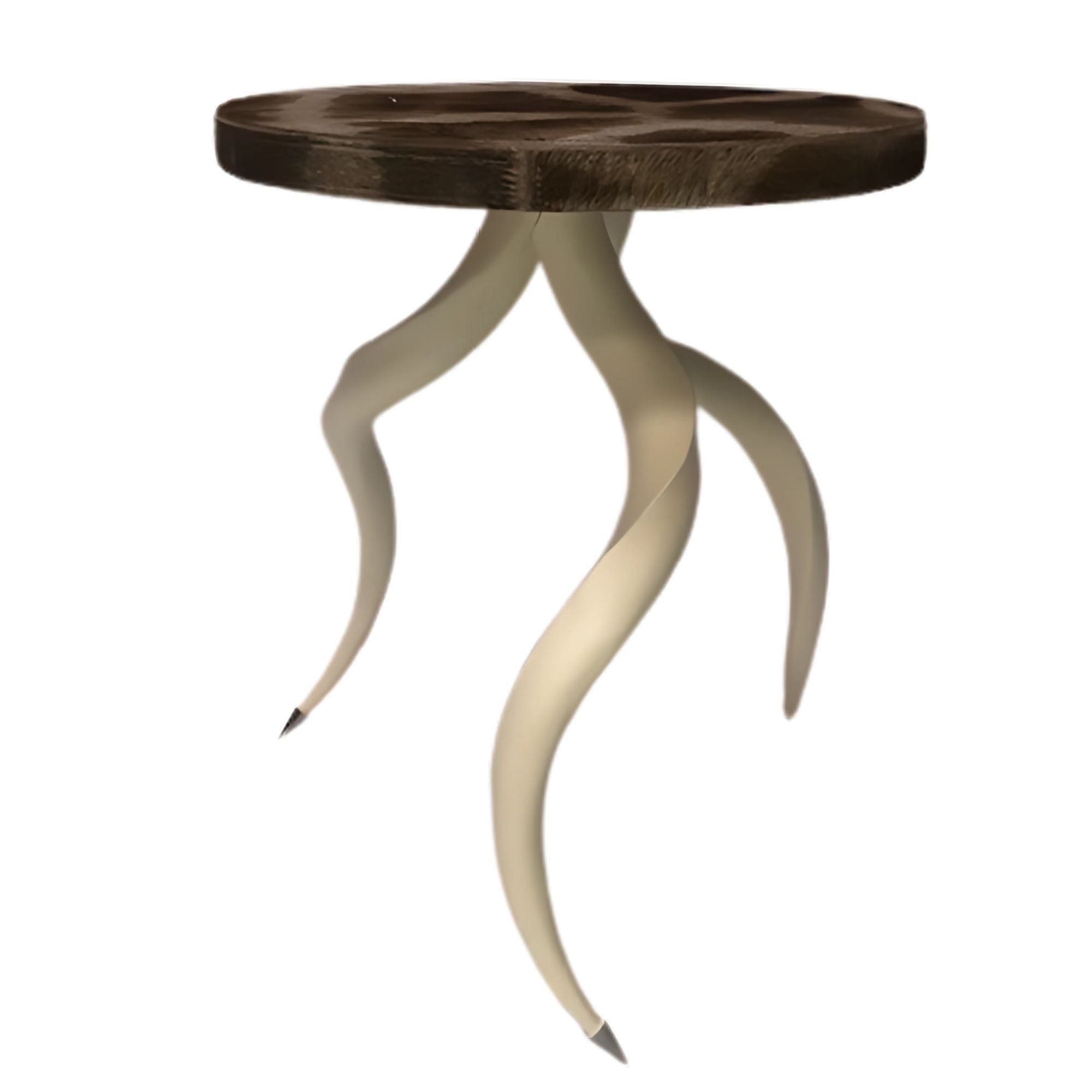 Cream Kudu Horn Table with Giraffe Hide Top 3