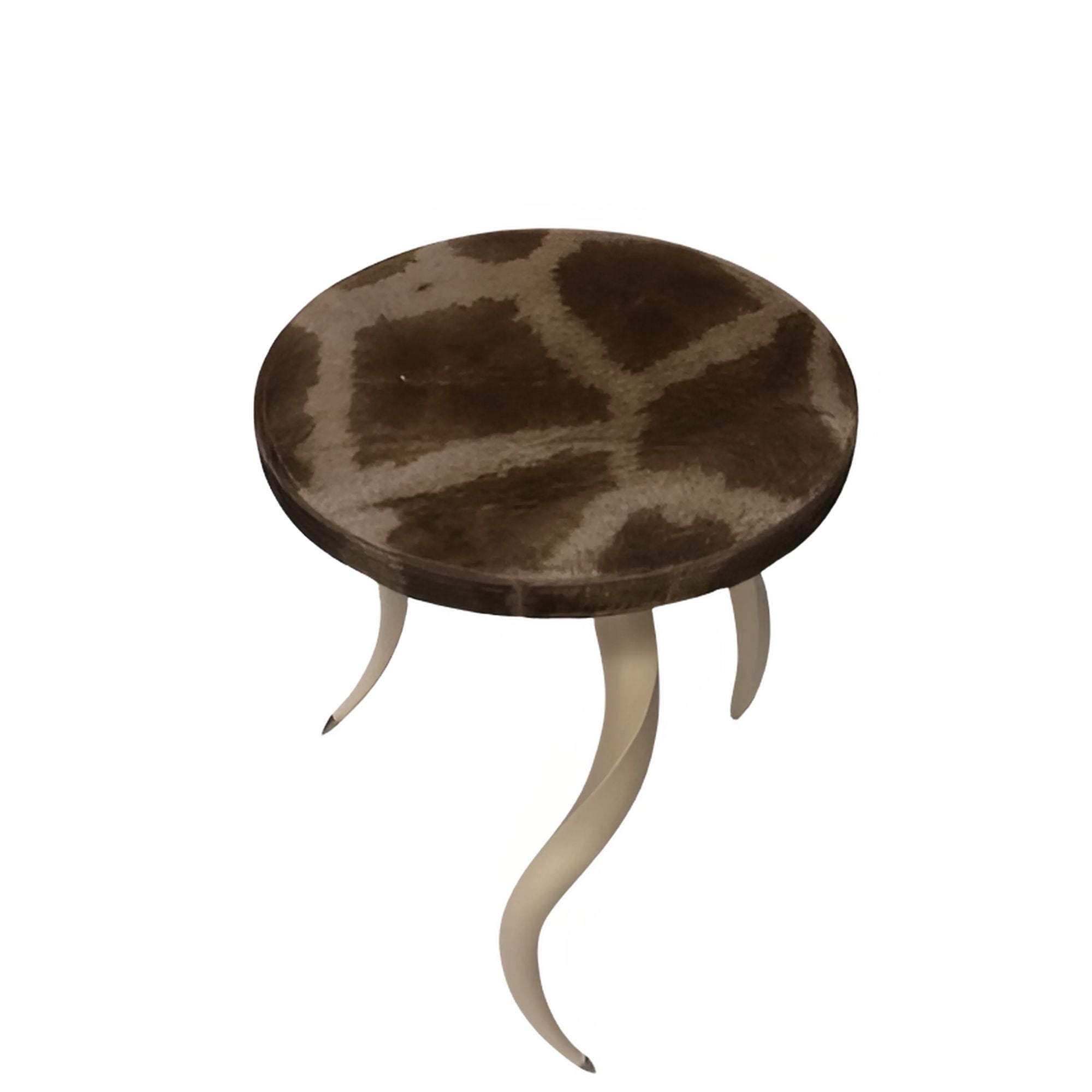 Cream Kudu Horn Table with Giraffe Hide Top 3