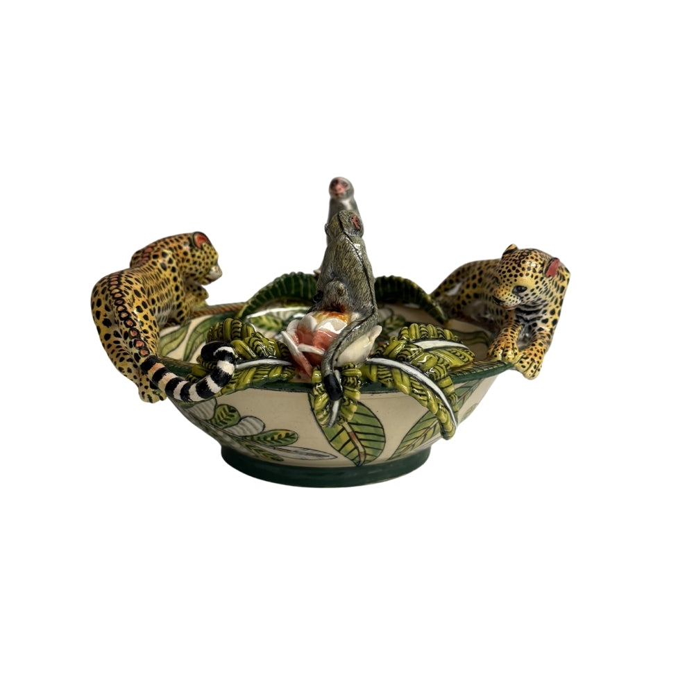 Ardmore Ceramic Art - Cheetah & Monkey Bowl