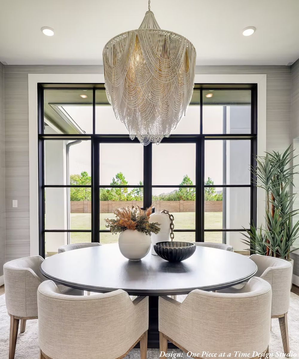 Extra Large Round Whisper with Crown Leather Chandelier
