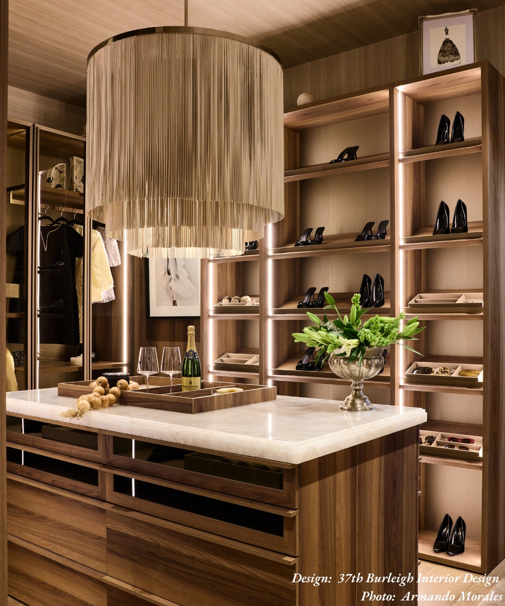 Large NeKeia Leather Chandelier in Brass Finish